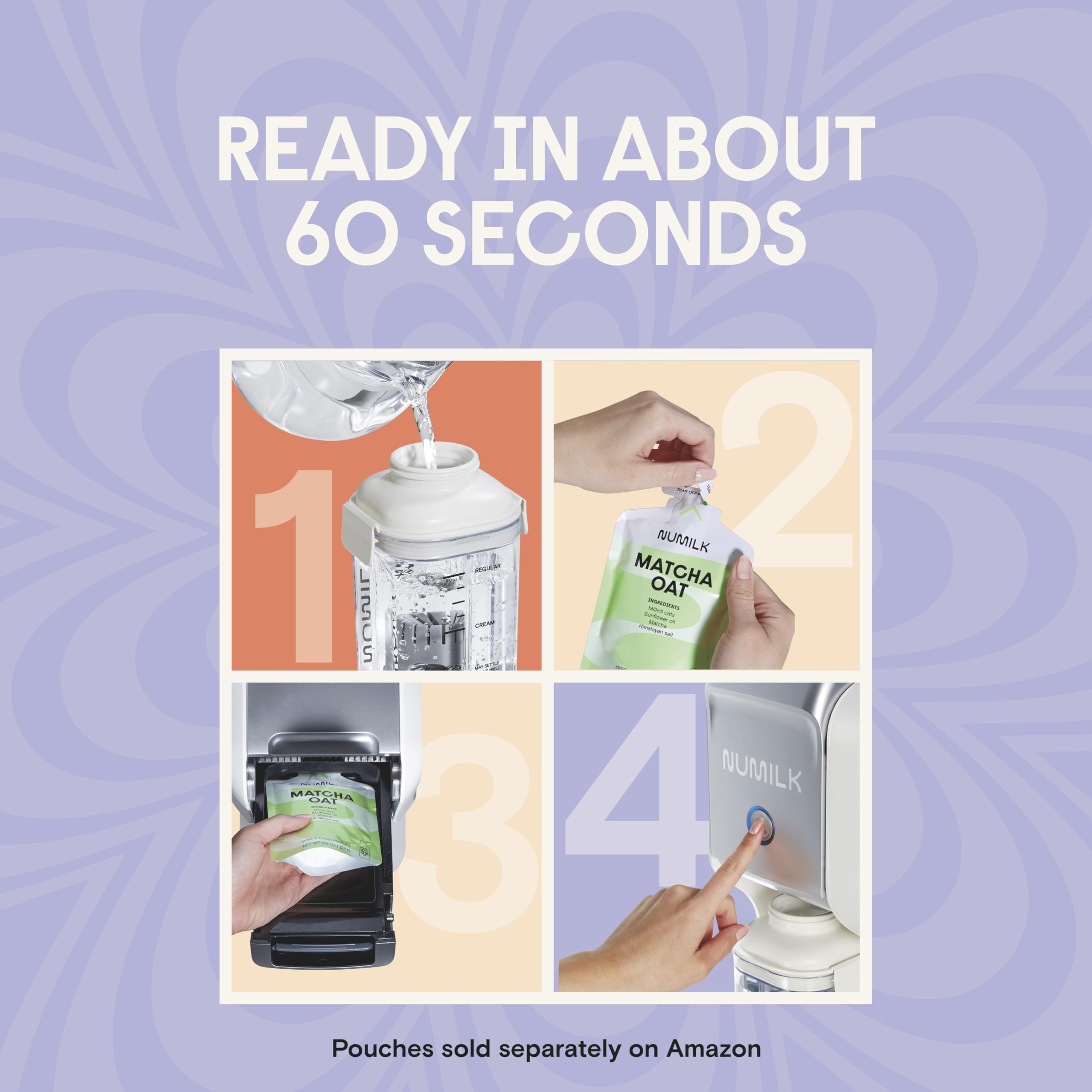 Numilk® Home Machine - 32oz Nut Milk Maker for Almond, Oat & Soy - Make Fresh Plant-Based Milk in 60 Seconds - As Seen on Shark Tank - Compatible with Numilk® Pouches - Perfect for Smoothies, Coffee & Healthy Breakfasts