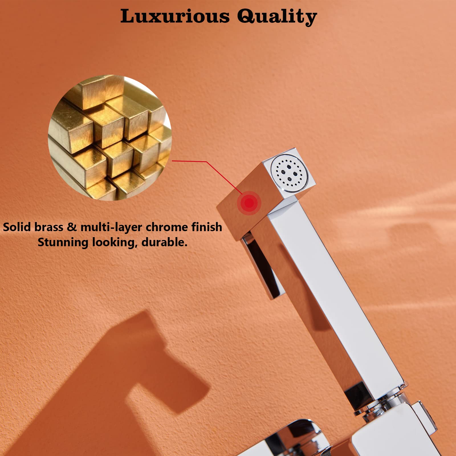 Poopee Warm & Cold Water Bidet Sprayer for Toilet - Stainless Steel Handheld Bidet Attachment with Brass Valve - Feminine Hygiene, Pet & Baby Care - Square Silver Design - Perfect for Bathroom Upgrades & Family Hygiene Needs