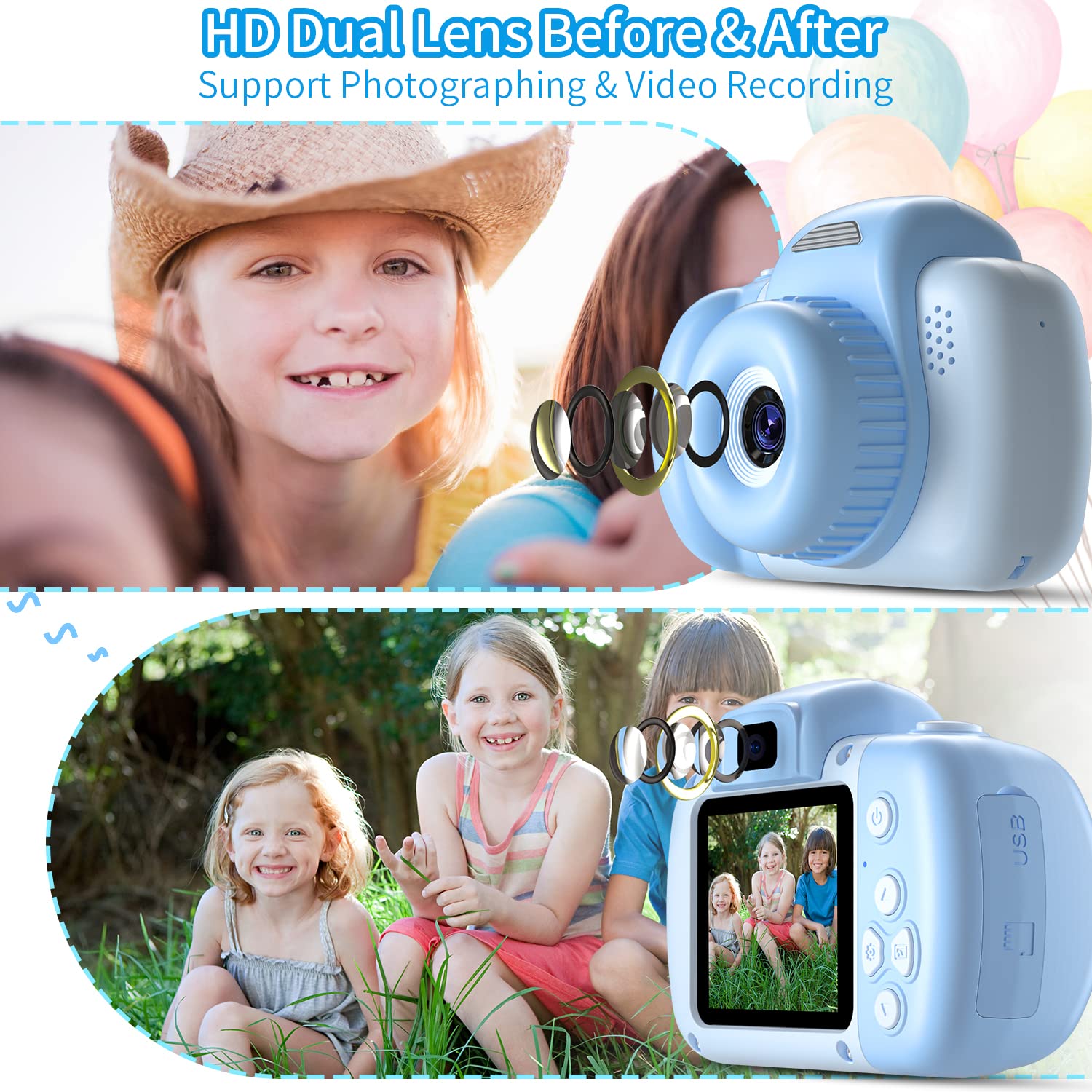 HAONIU 48MP Kids Digital Camera with 2.0