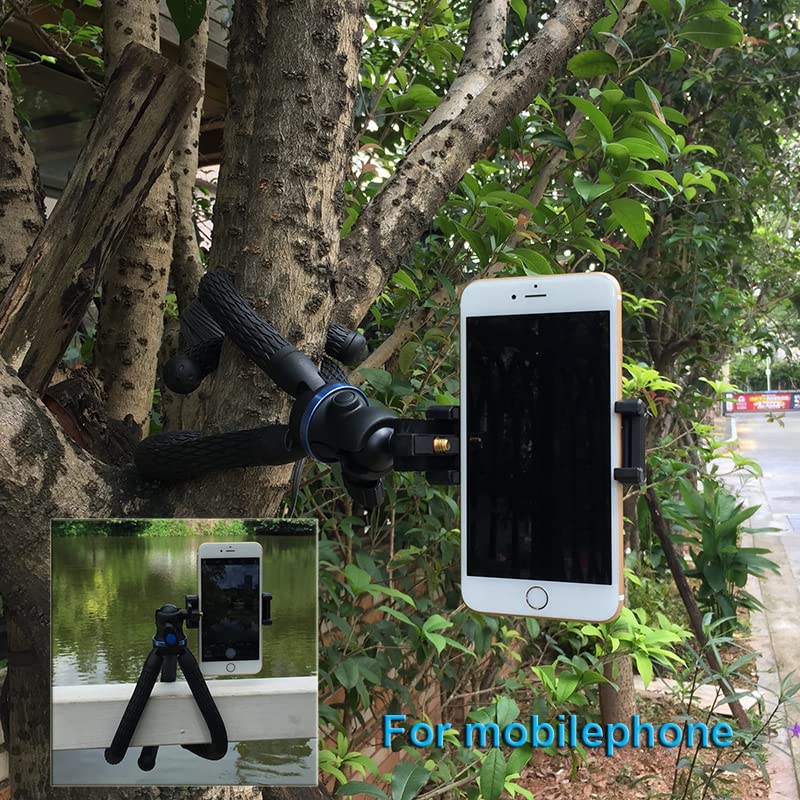SIOTI Mini Tripod Stand - Flexible Portable Tripod with Adjustable Phone Mount for iPhone, Android, DSLR Camera, GoPro, Projector, Monitor & Ring Light - Perfect for Vlogging, Live Streaming & Photography (Blue)