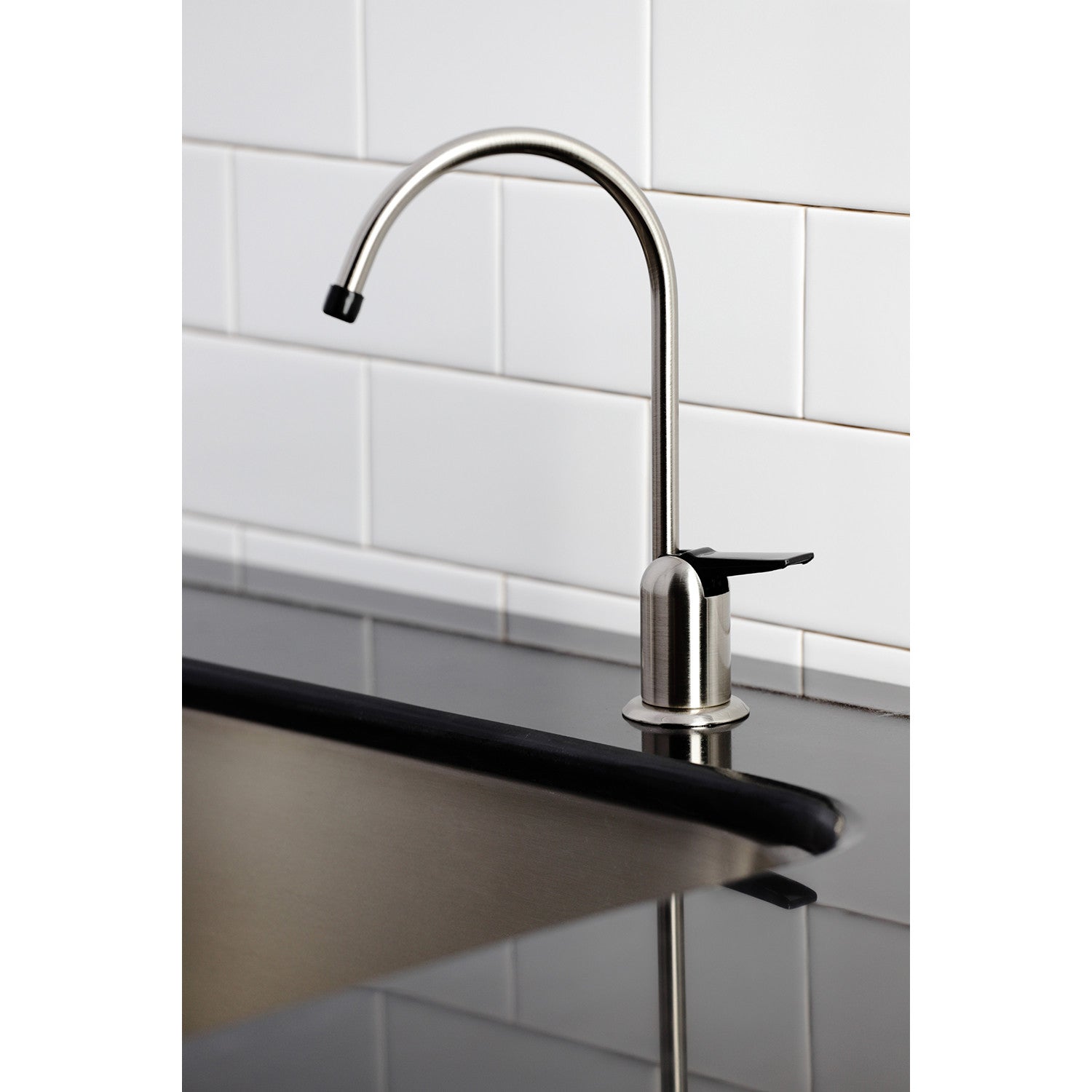 Americana K6194 Single Handle 1 Hole Deck Mount Water Filtration Faucet - Black Stainless Steel for Kitchen Sink, Countertop & RV Use