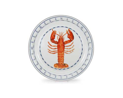 Vintage 20-Piece Enamelware Serving Tray Set - Rustproof Lobster Design Platter for Picnics, BBQs & Outdoor Dining - Perfect for Seafood Parties & Coastal Home Decor