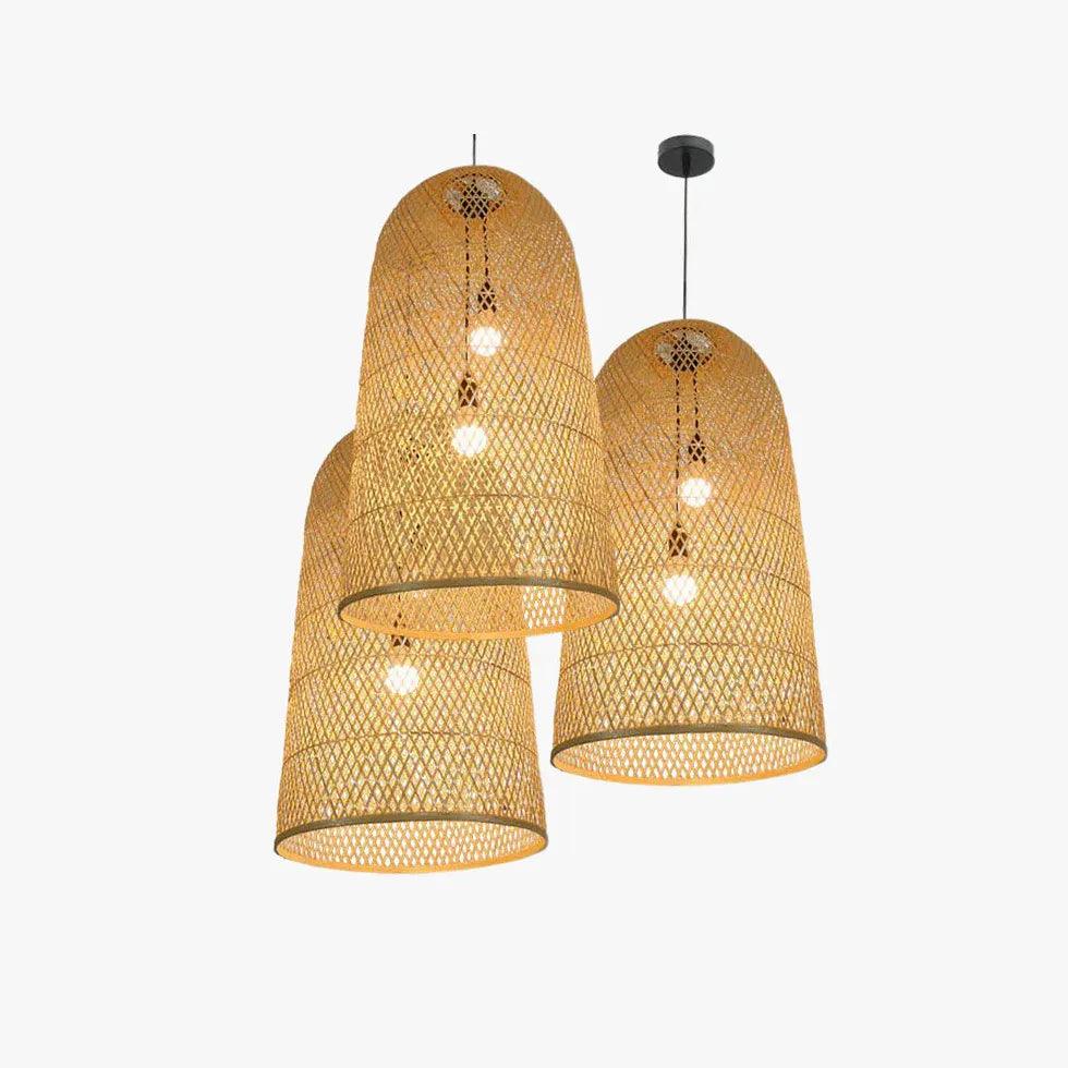 Handwoven Rattan Pendant Light - Natural Wicker Bell Shade for Boho Home Decor - Perfect for Dining Room, Bedroom, or Patio Lighting