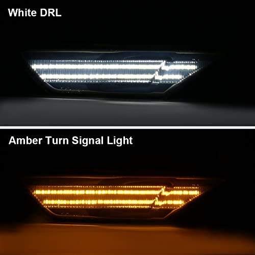 2PCS Switchback DRL Smoke Lens Side Marker Lights - White/Amber LED Bumper Reflector Compatible with Honda Civic | Daytime Running Lights for Enhanced Visibility & Style