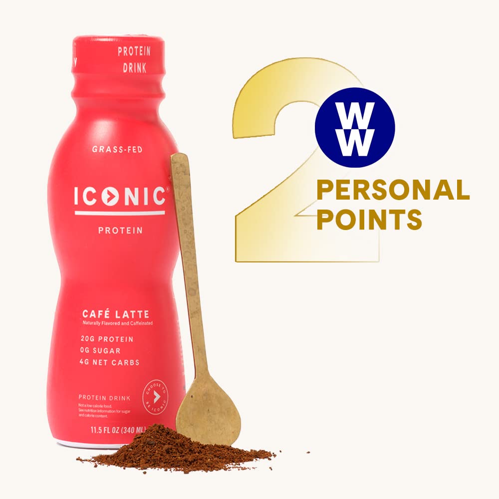 Keto-Friendly Protein Coffee - Iconic Protein Drinks Café Latte (12 Pack) | Sugar-Free, Low-Carb, 20g Protein, 100mg Caffeine | Lactose-Free & Gluten-Free | Perfect for Weight Loss, Workout Energy & Morning Boost