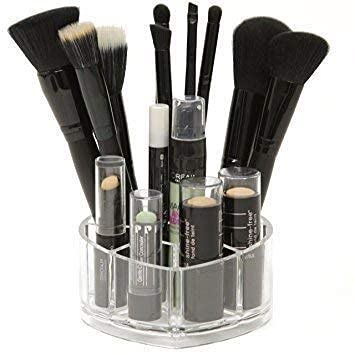 Acrylic Heart-Shaped Lipstick Holder & Makeup Organizer - Display Stand for Lipsticks, Nail Polish, Eyebrow Pencils & Brushes | Perfect for Vanity, Bathroom & Travel Storage
