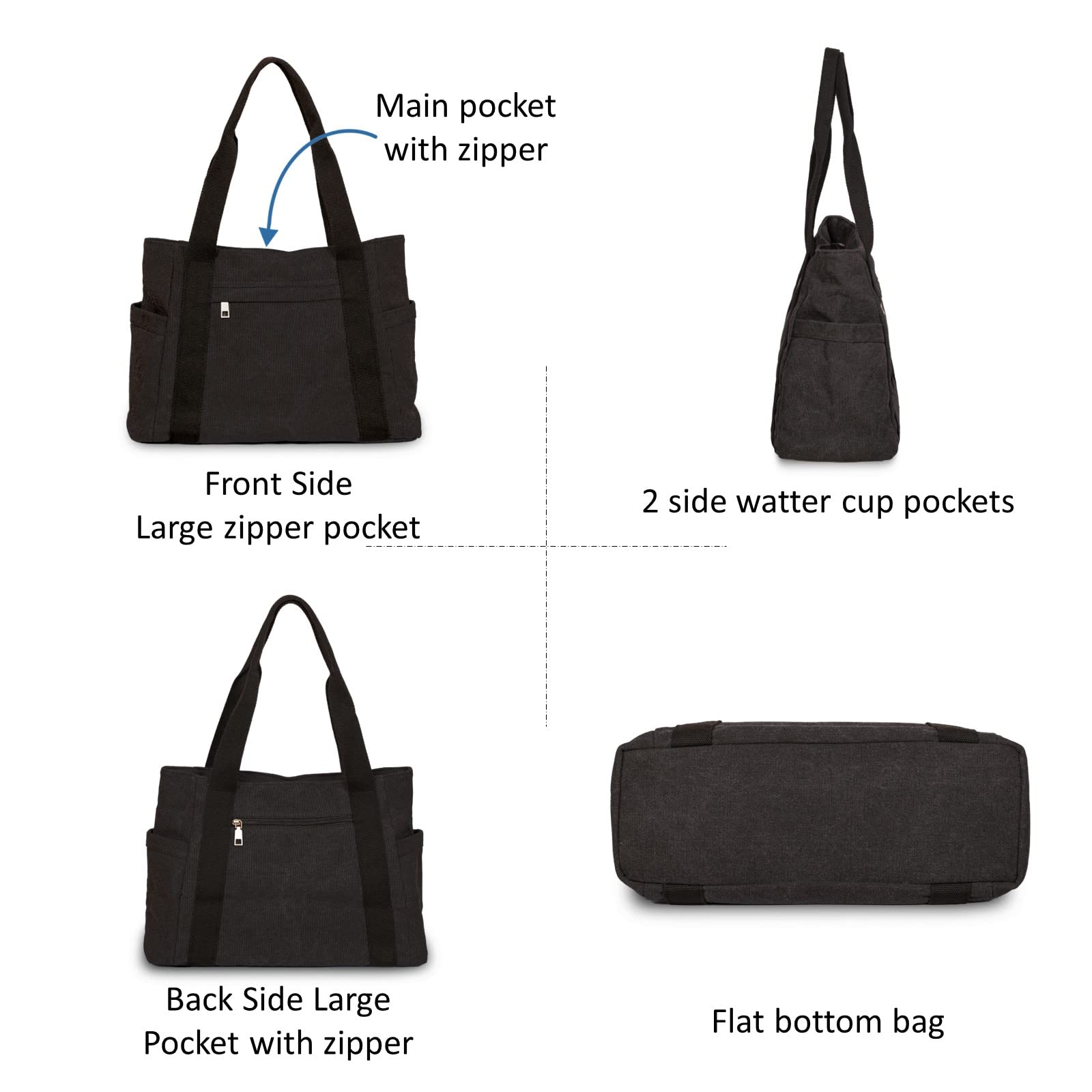 Stylish Women's Travel Handbag with Zipper & Multiple Pockets - Medium Size Work Tote & Beach Purse - Perfect for Commuting, Vacation & Daily Use