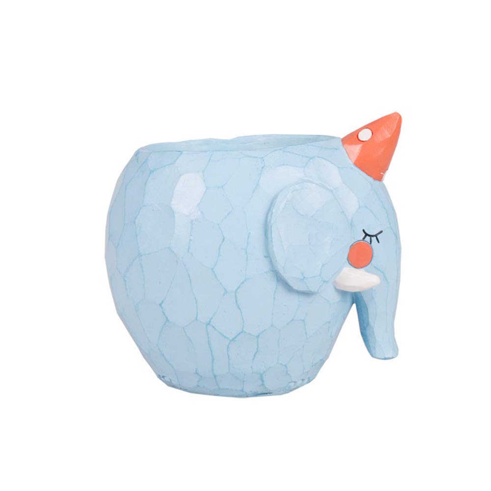 Resin Succulent Planter with Drainage Hole - Elephant Design Flower Pot for Bonsai, Cactus, and Small Plants - Perfect for Home, Office Desk, and Garden Decor
