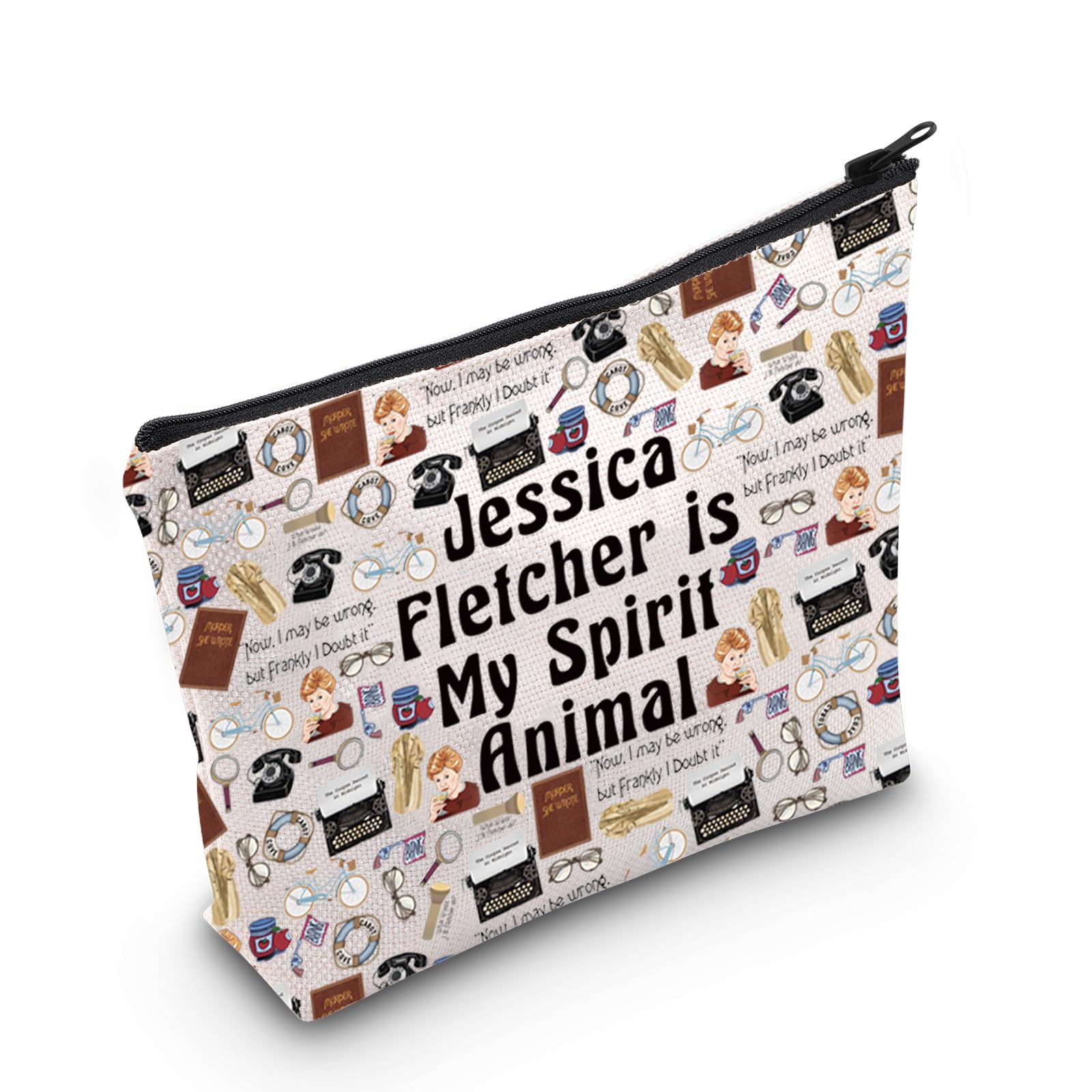 True Crime Makeup Bag - Jessica Fletcher Is My Spirit Animal Cosmetic Pouch | Murder Mystery Lover Gift for Women | Perfect for Travel, Gym & True Crime Fans