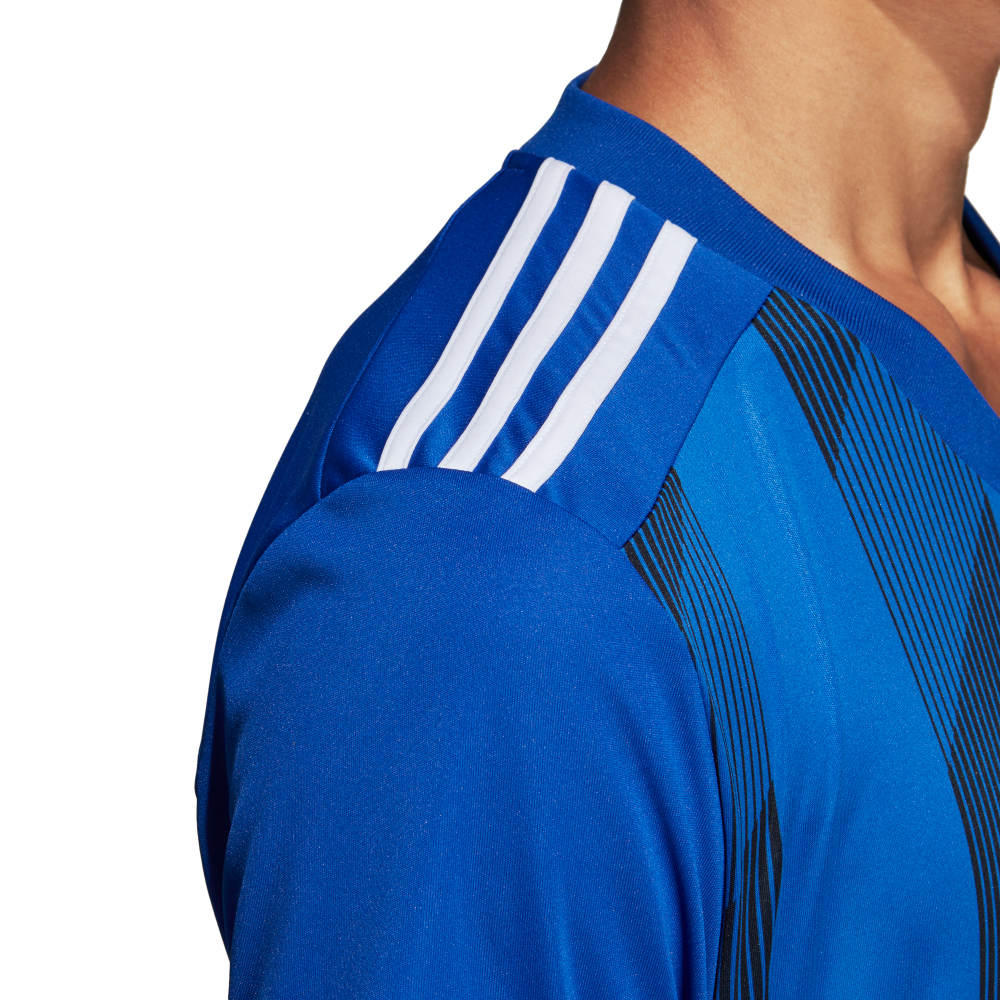 Adidas Youth Striped 19 Soccer Jersey - Blue & White Reversible Team Uniform for Boys & Girls - Perfect for Games, Practice & Fan Wear