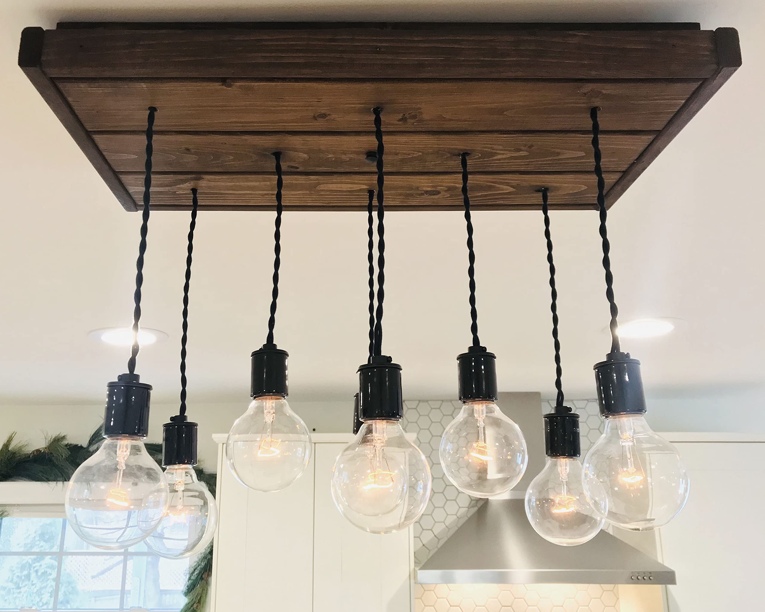 Handmade Cleveland Kitchen Pendant Light - 20 Custom Colors, Cage or Jar Options - Jacobean Finish - USA Made for Modern Farmhouse & Industrial Dining Room Lighting