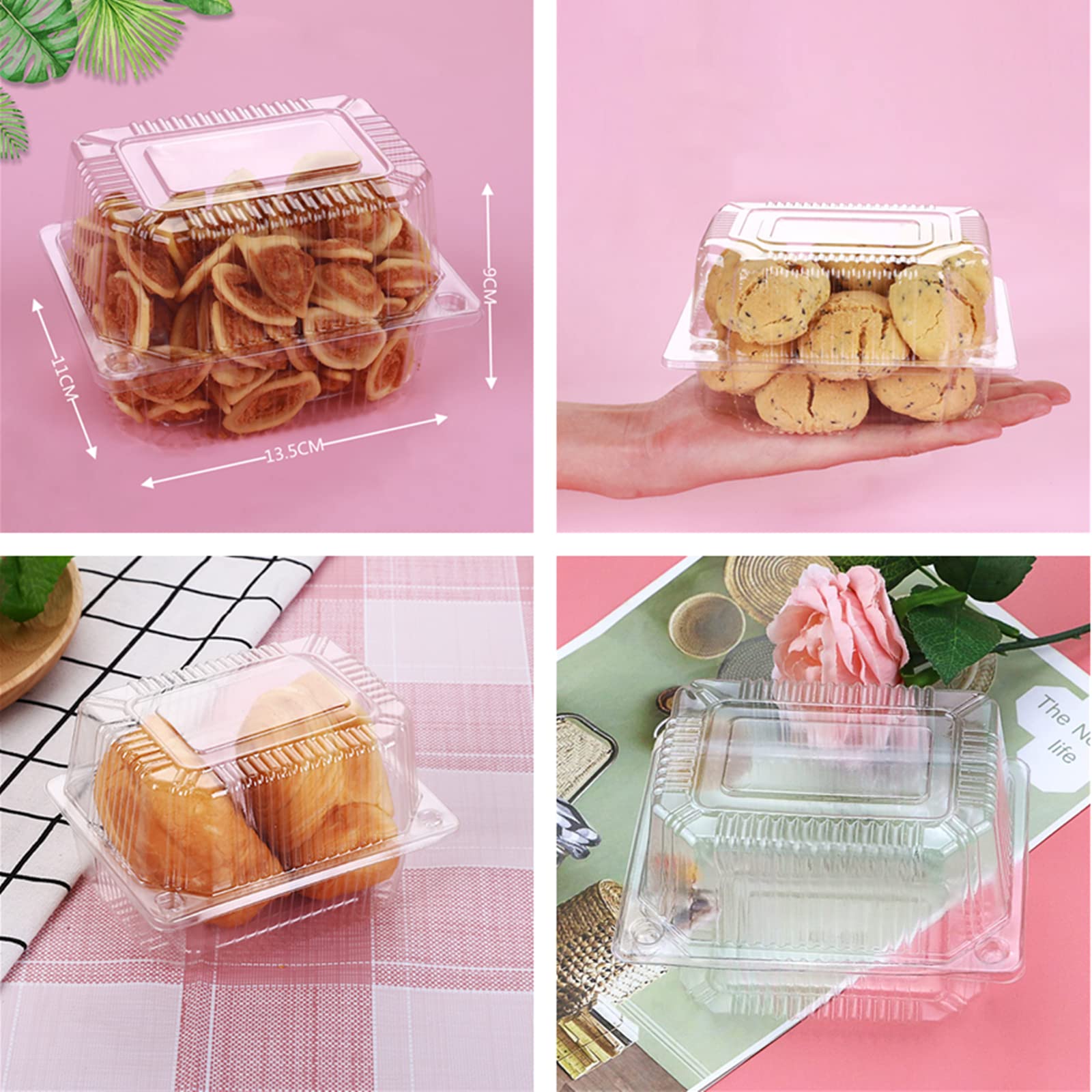 50-Piece 5.3 Inch Cake Slice Boxes - Individual Portion Cake Boxes for Muffins, Salads, Fruits & Biscuits | Perfect for Birthday Parties, Weddings & Bakeries | Ideal for Takeout, Dessert Display & Gift Packaging