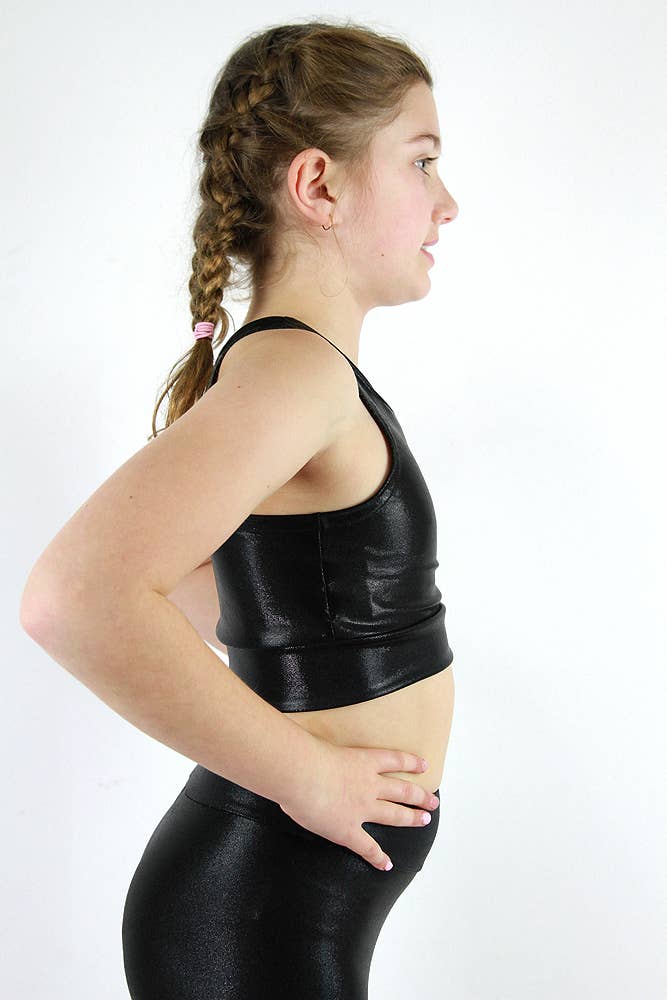 Sparkle Black Girls Crop Top - Trendy Summer Fashion Top for Teens & Kids - Perfect for Parties, Concerts & Casual Wear