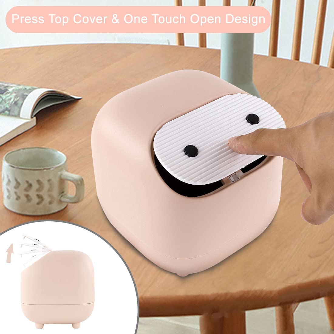 Acecharming 5L Mini Table Trash Can with Lid - Small Plastic Waste Bin for Desk, Office, Bathroom - Perfect for Disposing Cotton Rounds, Makeup Sponges, Tissues & Small Trash - Compact & Stylish Home & Office Organizer