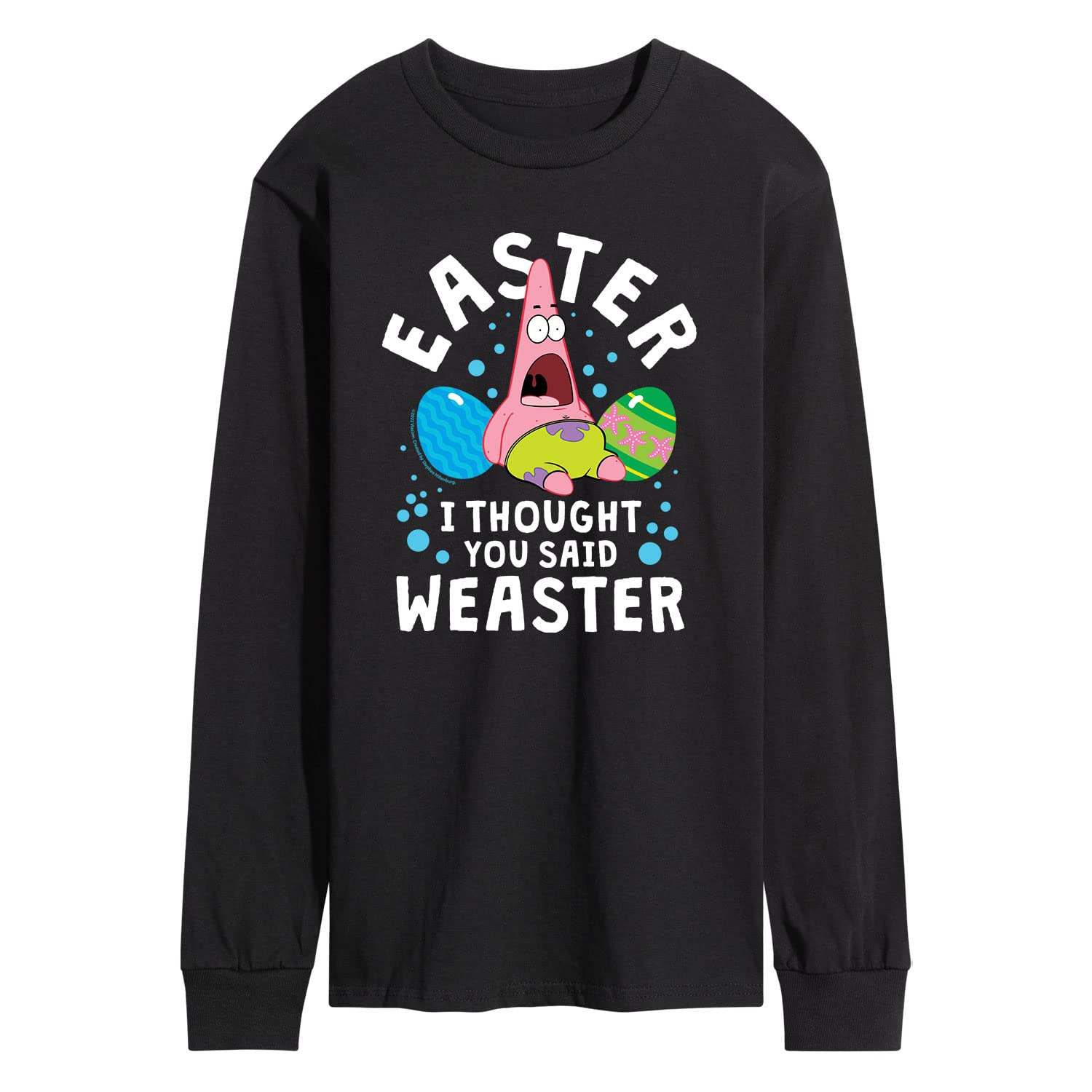 HYBRID APPAREL Spongebob Squarepants Easter Graphic Men's Long Sleeve T-Shirt - Funny Cartoon Tee for Casual Wear, Holiday Outfits & Gifts