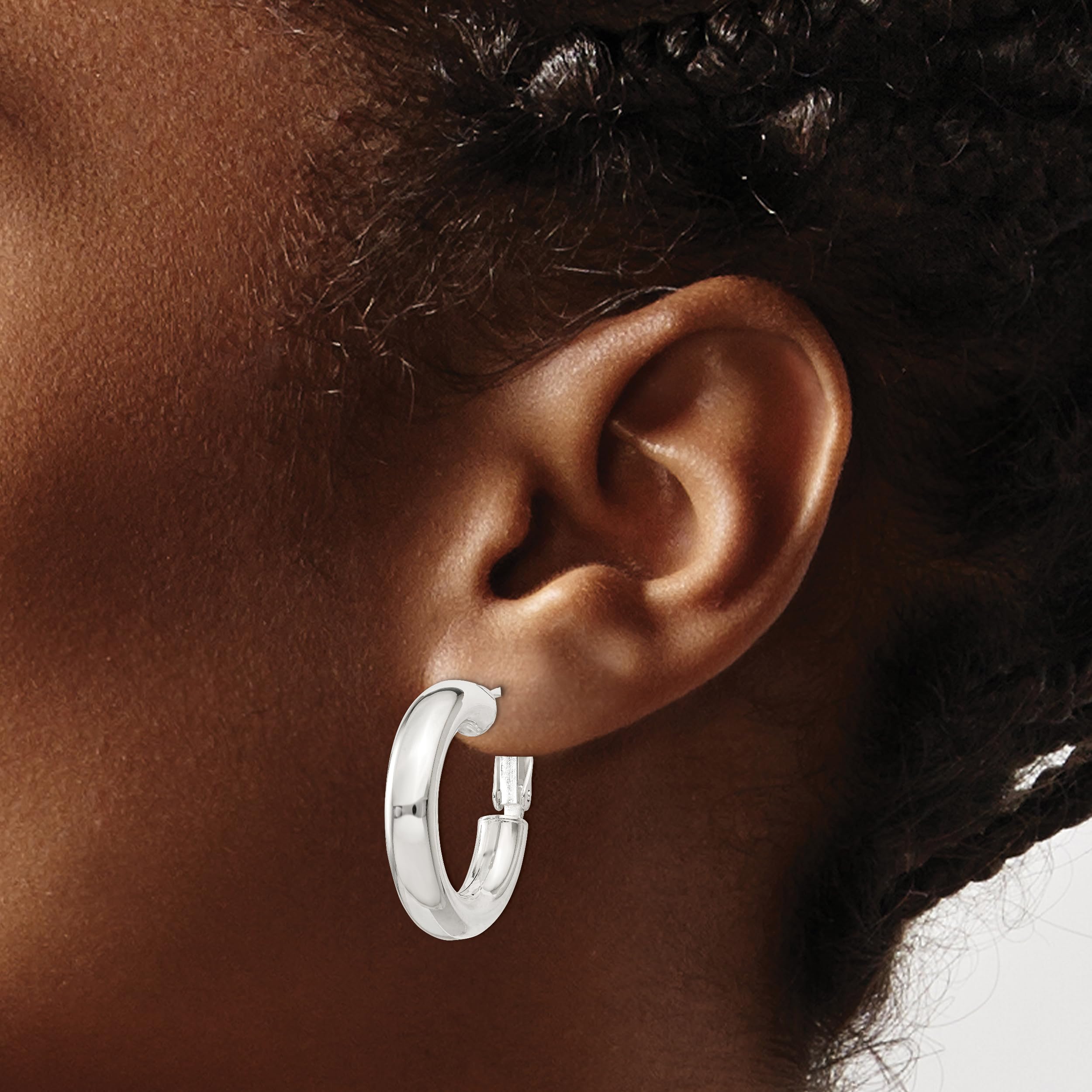 925 Sterling Silver 2.5x25mm Round Small Medium Hoop Earrings for Women - Classic Everyday Jewelry for Work, Date Night & Casual Outfits