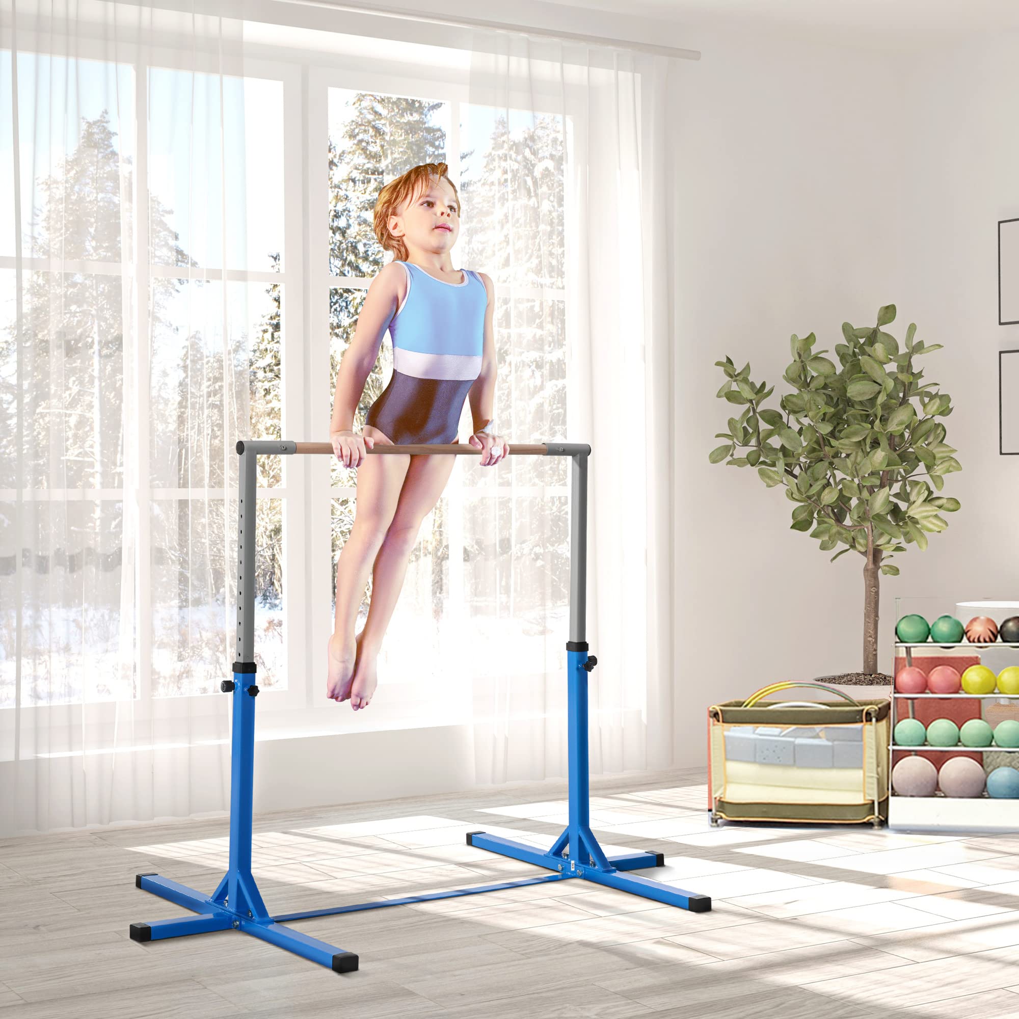 **Soozier Adjustable Gymnastics Bar for Kids 3+ Years – Junior Training Kip Bar for Home – Perfect for Indoor Practice, Strength Training & Fun Playtime**