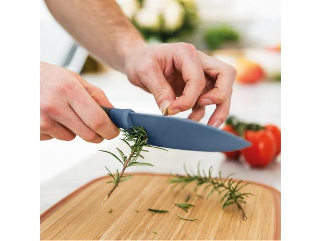 Premium 14cm Blue Chef's Knife with Herb Striper - Professional Kitchen Knife for Slicing, Dicing & Chopping - Perfect for Home Cooks & Culinary Enthusiasts