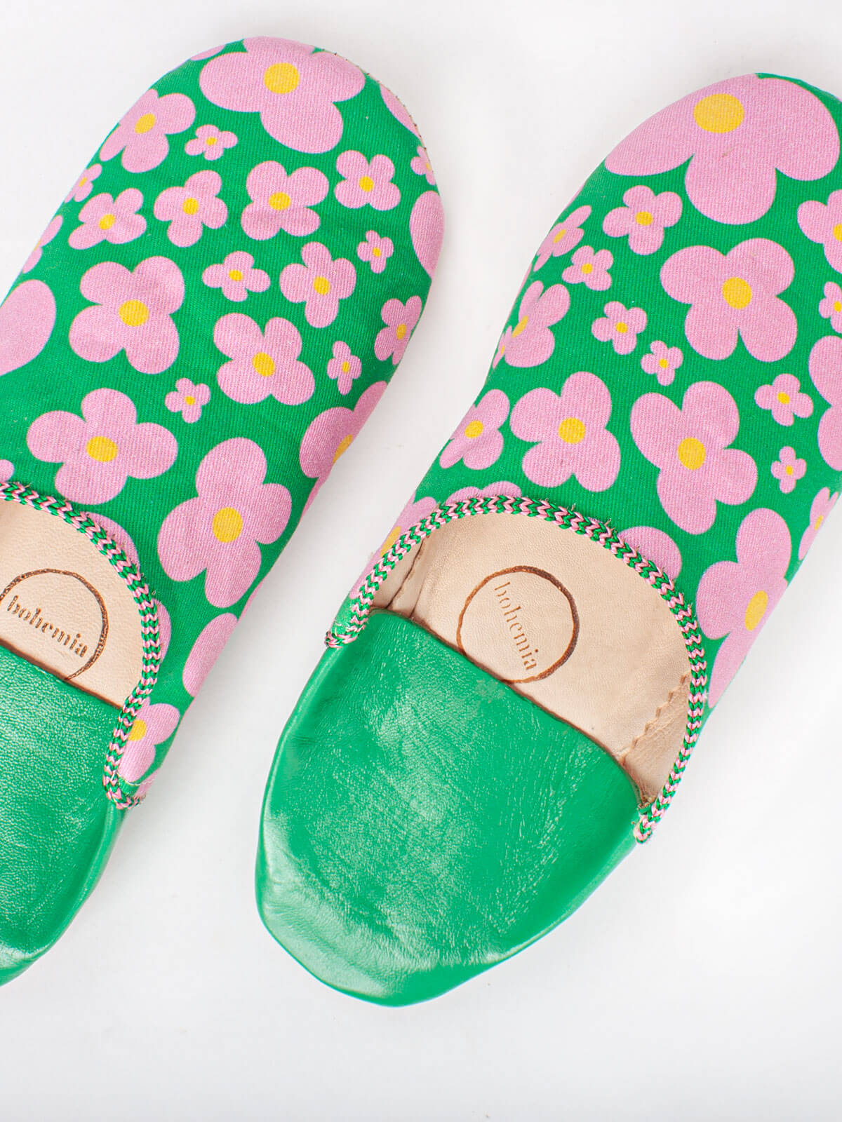 Margot Floral Babouche Slippers for Women - Soft Green House Shoes with Comfortable Memory Foam, Perfect for Indoor Relaxation, Spa Days & Cozy Home Wear