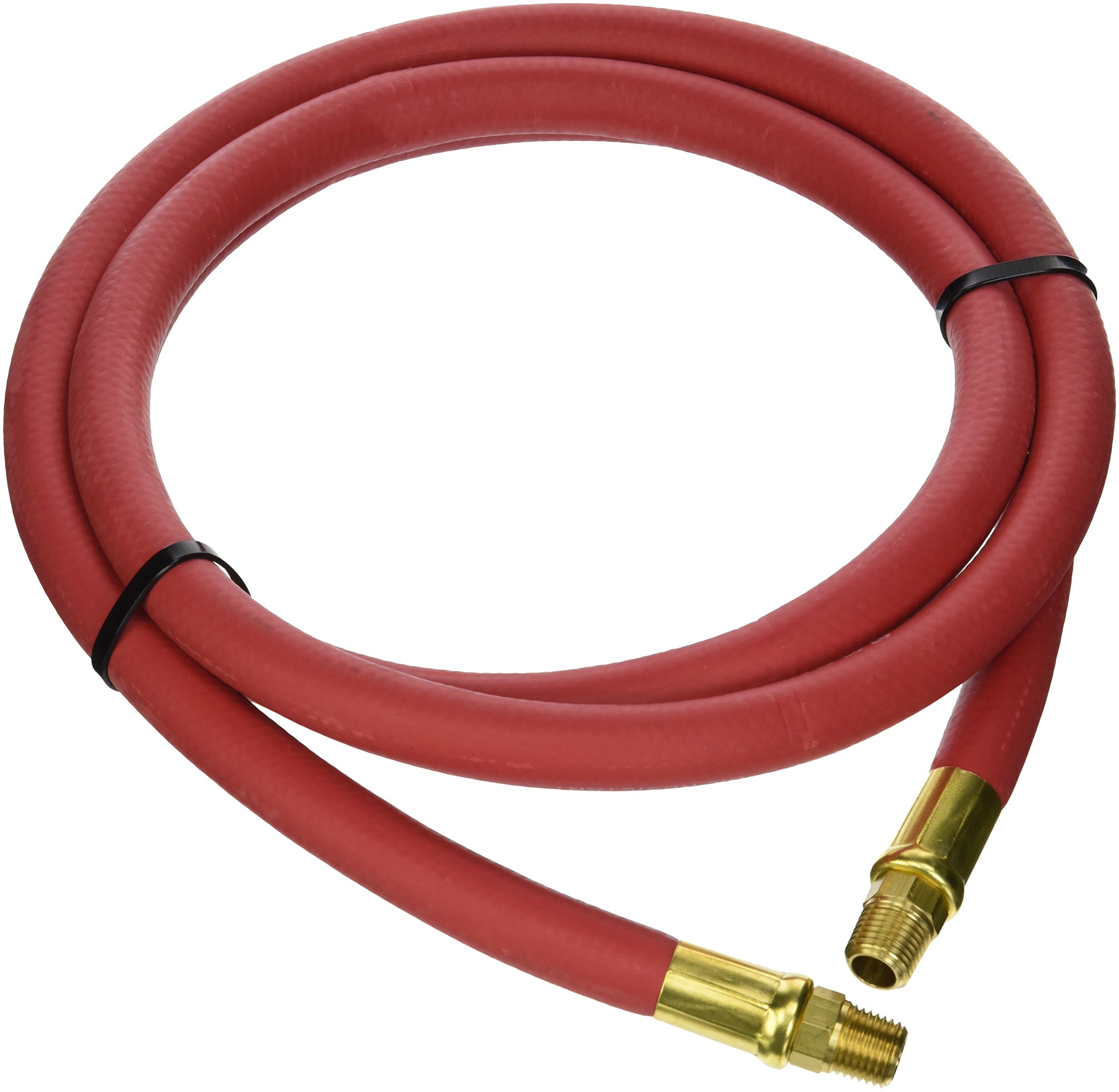 GoodYear 6-Foot x 3/8-Inch Red Rubber Air Hose with Lead-In - Heavy Duty for Air Compressors, Tire Inflation, and Pneumatic Tools
