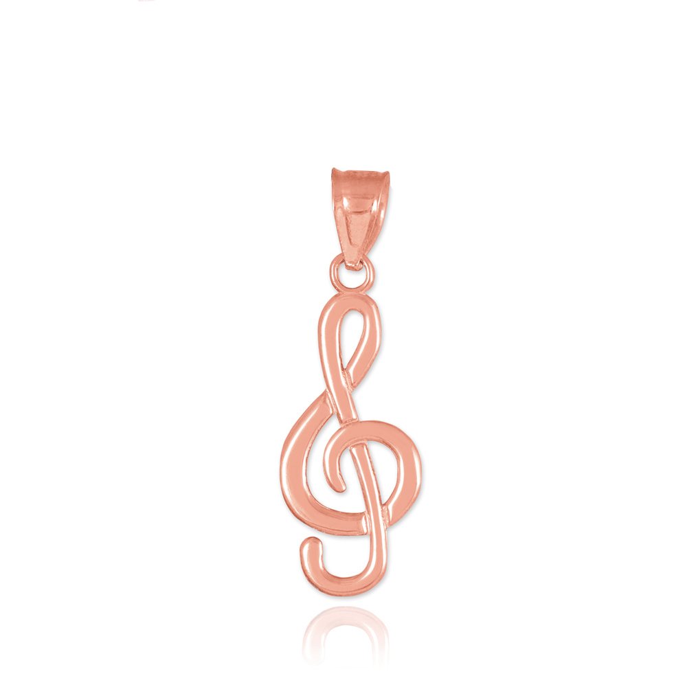 14K Rose Gold Treble Clef Necklace Pendant - Elegant Music Note Jewelry Gift for Women, Girls - Perfect for Musicians, Music Lovers, Performances & Special Occasions