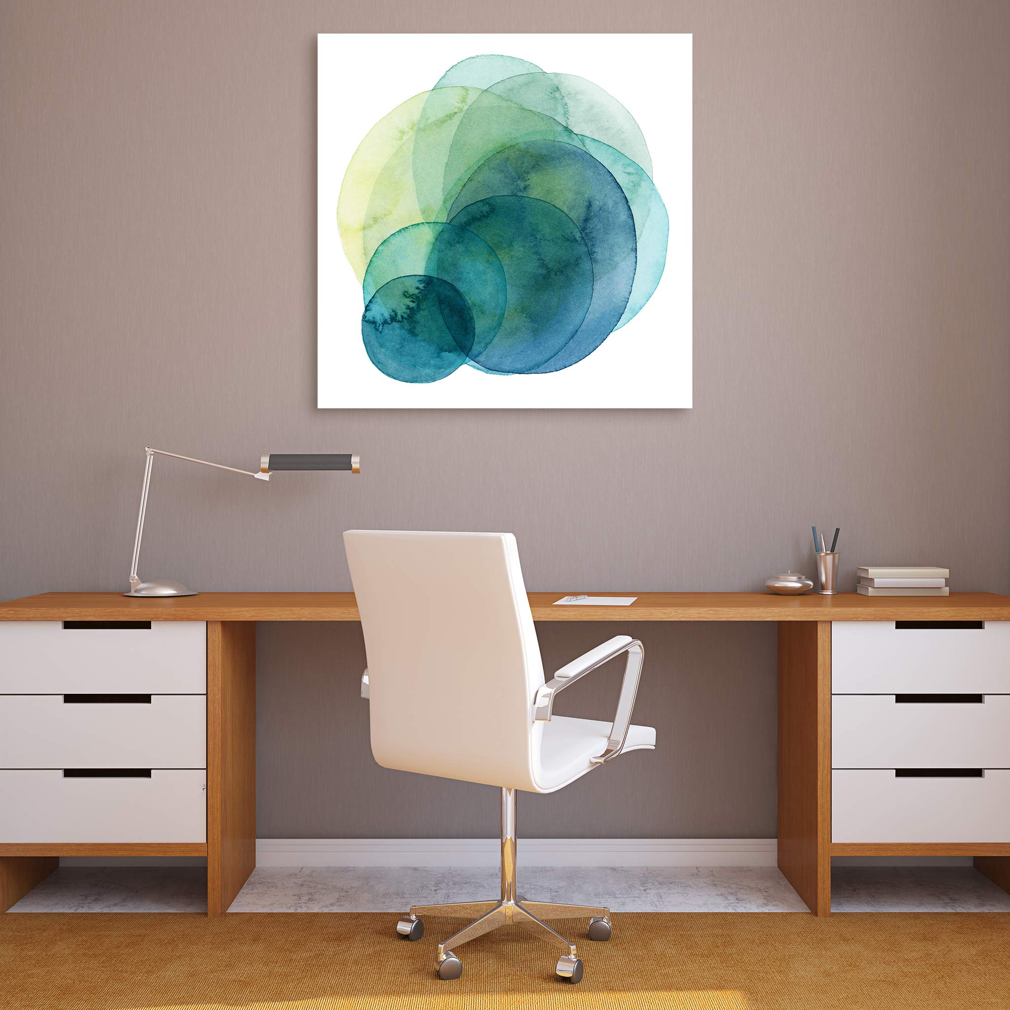 Empire Art Direct Abstract Wall Art - Frameless Tempered Glass Panel Contemporary Decor - Ready to Hang Modern Painting for Living Room, Bedroom & Office - Evolving Planets I Green & White 38x38 Inches - Perfect for Home Decor, Office Spaces & Modern Interior Design