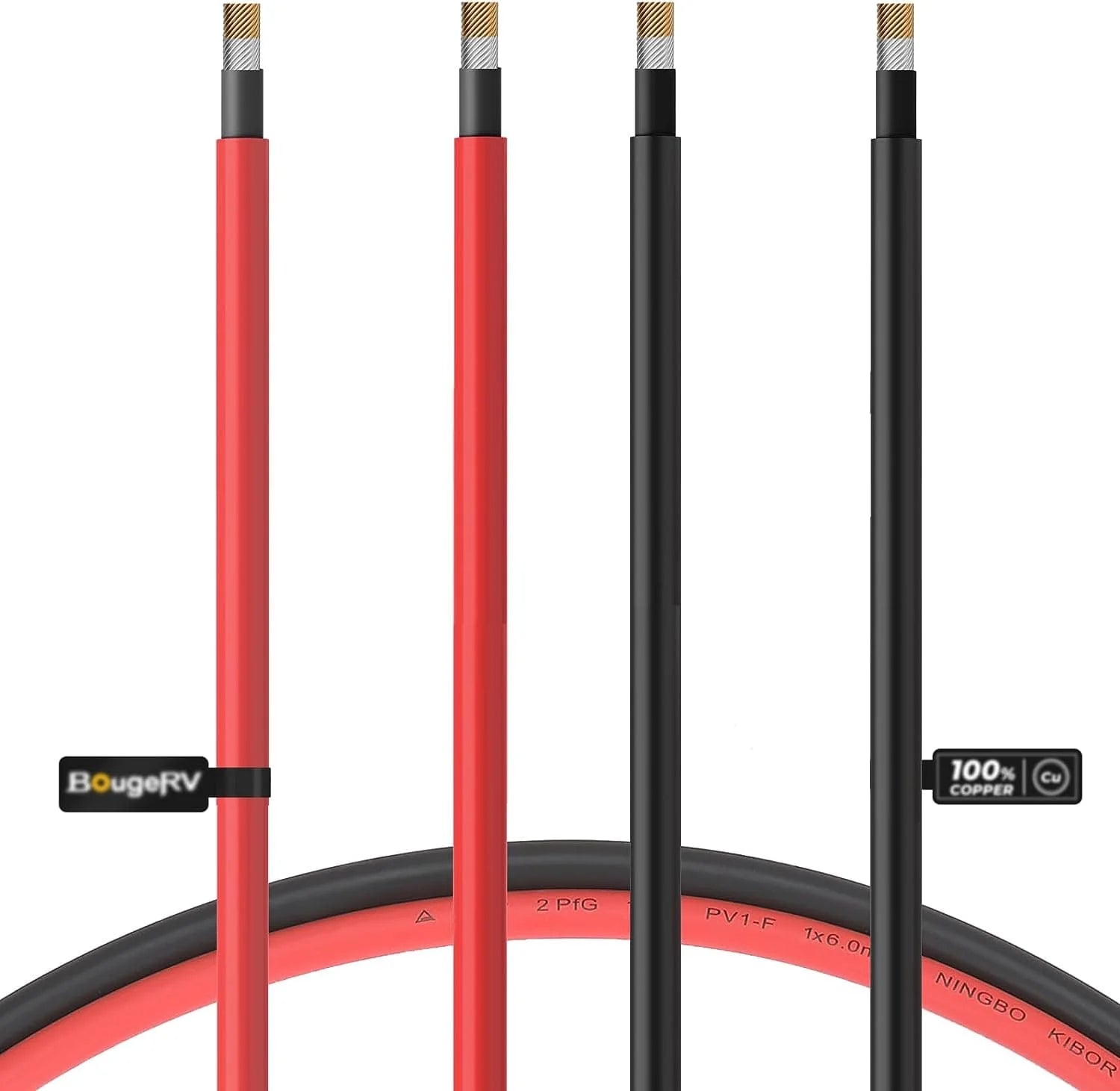 BougeRV 10 AWG Solar Extension Cable - 10 Feet Heavy Duty Weatherproof PV Wire for Solar Panels, RV, Boat, Off-Grid Power Systems - Perfect for Outdoor and Marine Applications