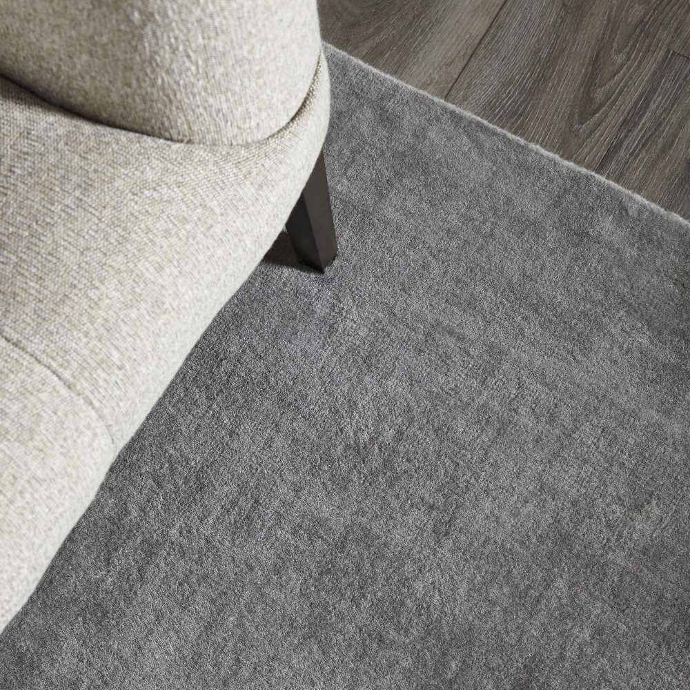 Solo Rugs Wellington Contemporary Solid Loom Knotted Area Rug - Charcoal Gray 8' x 10' - Perfect for Living Room, Bedroom & Office Decor