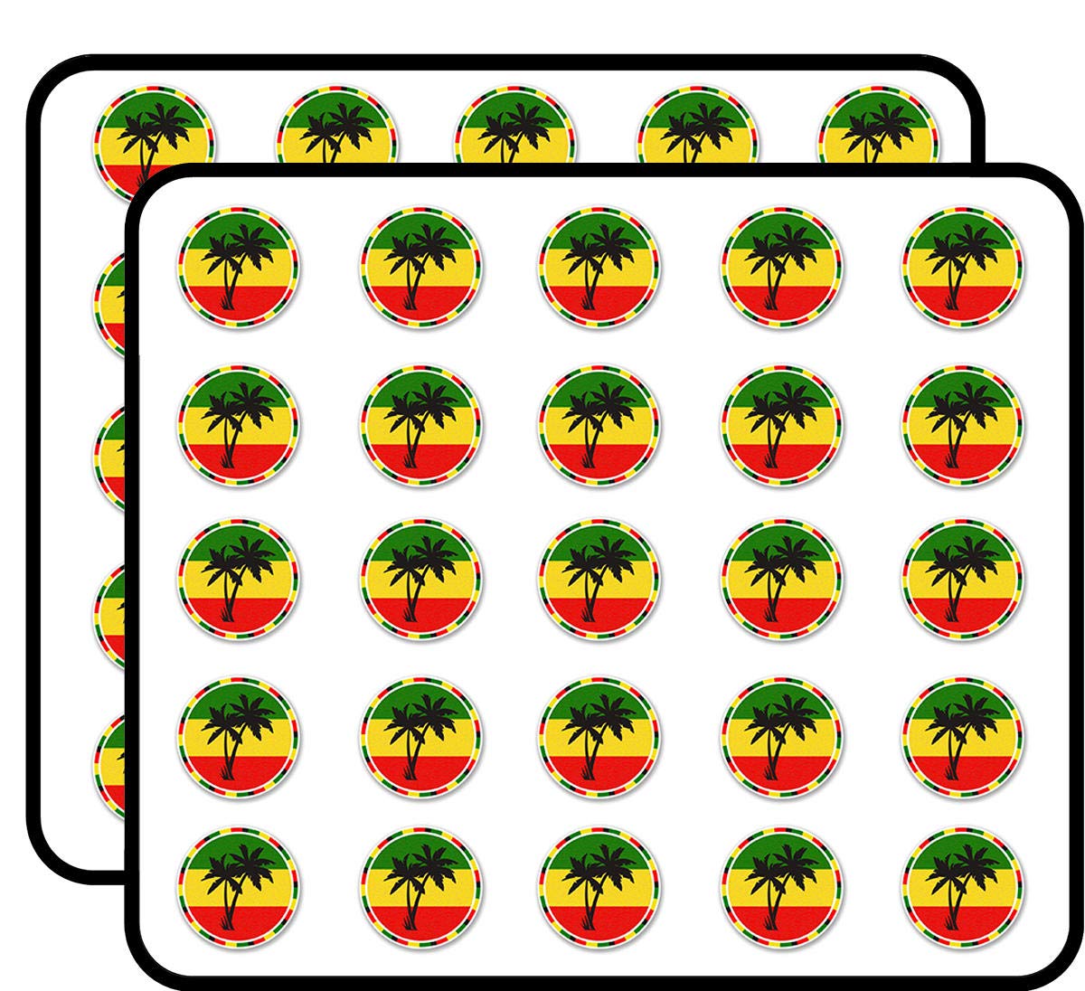 Jamaica Rasta Palm Tree Stickers 50 Pack - Waterproof Vinyl Decals for Scrapbooking, DIY Crafts, Bullet Journals, Calendars, Albums & Kids Art Projects - Perfect for Laptops, Water Bottles, Phone Cases & Home Decor