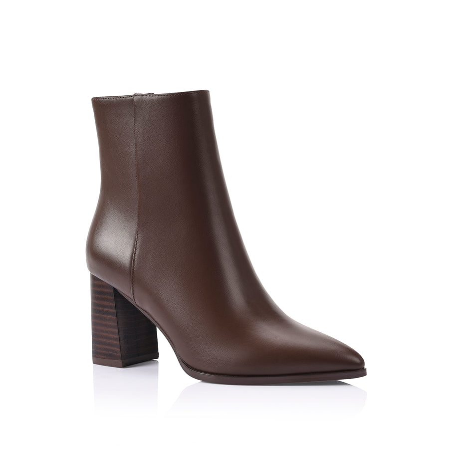 Maxine Women's Ankle Boots - Chocolate Brown Leather Mid-Calf Booties for Fall & Winter | Comfortable Fashion Boots for Work, Dating & Casual Outfits