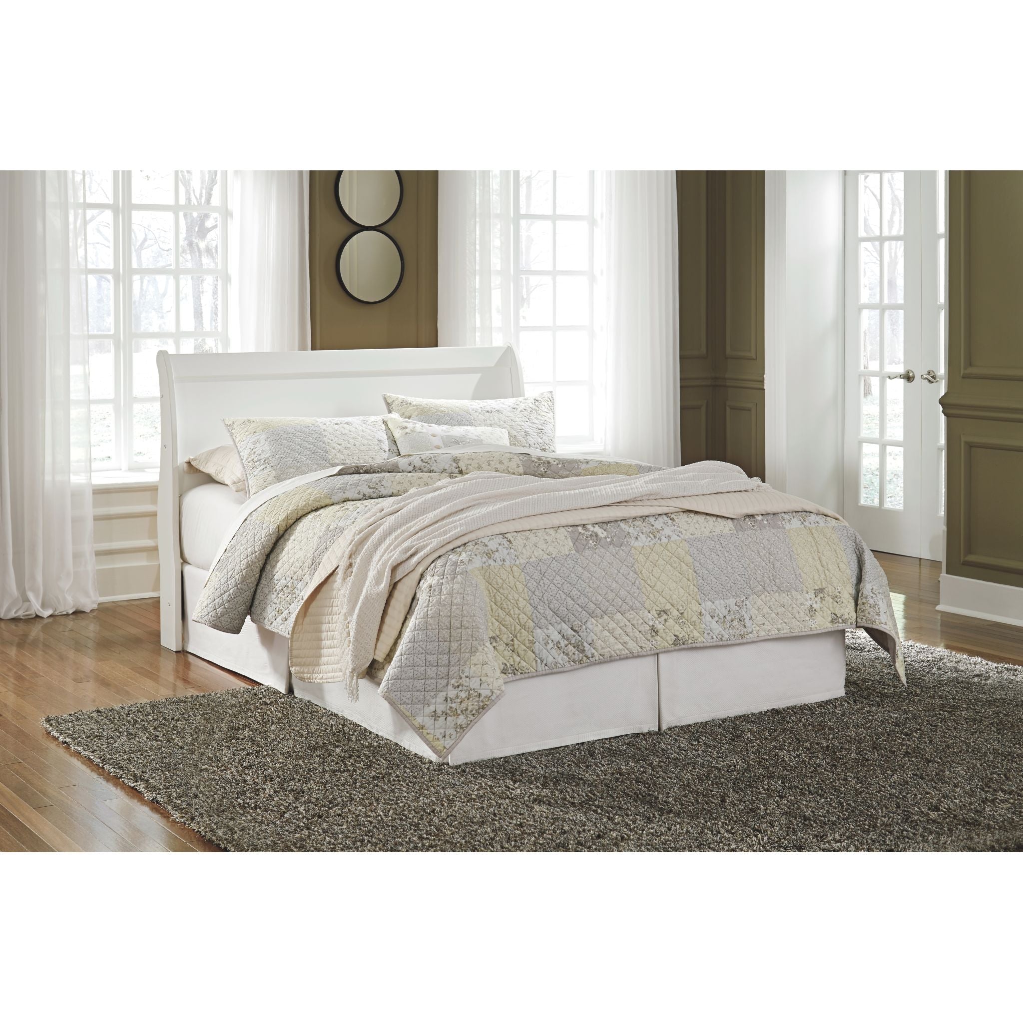 Anarasia Queen Sleigh Headboard in White - Elegant Upholstered Bed Frame for Master Bedroom Decor