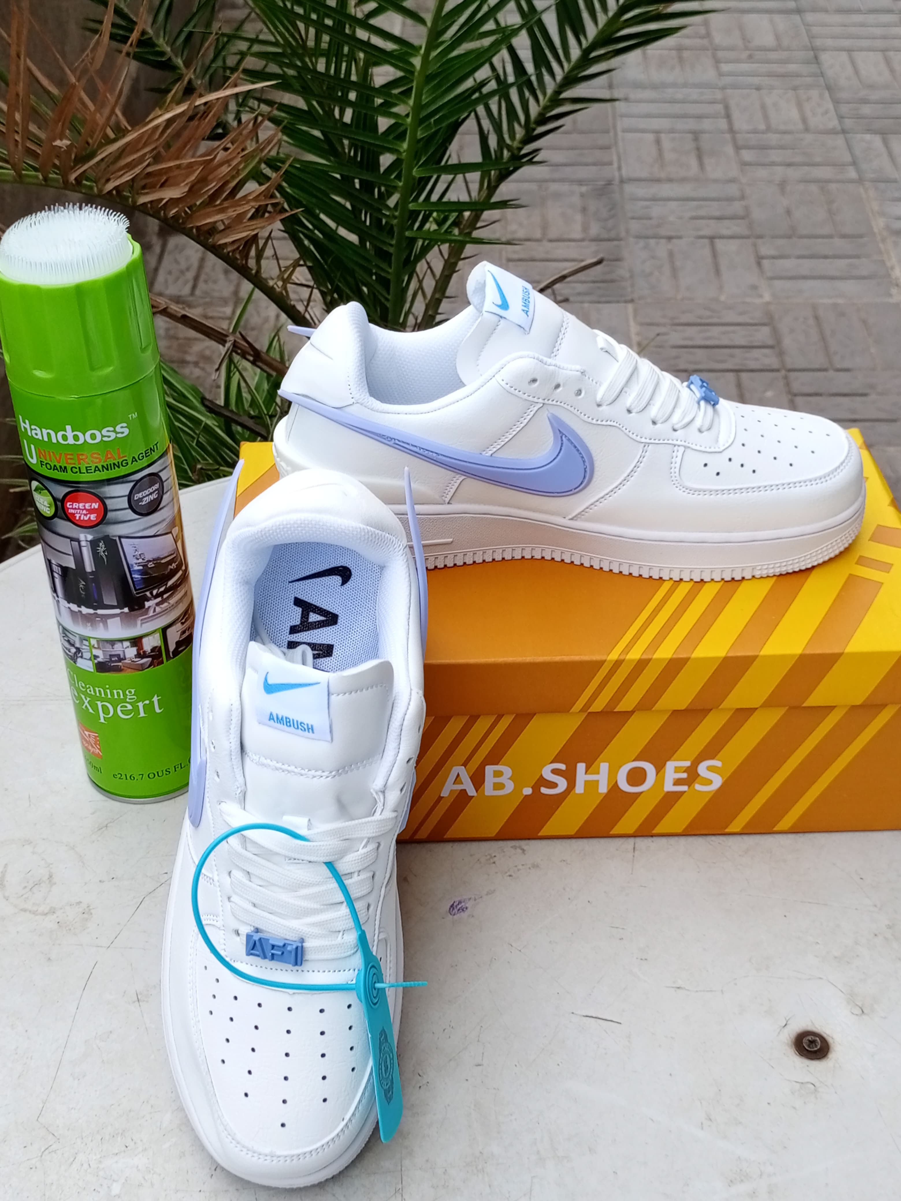 AMBUSH x Nike Air Force 1 Low White Light Blue Accents Sneakers - Stylish Streetwear for Men & Women | Perfect for Casual Wear, Urban Fashion & Sneaker Collection