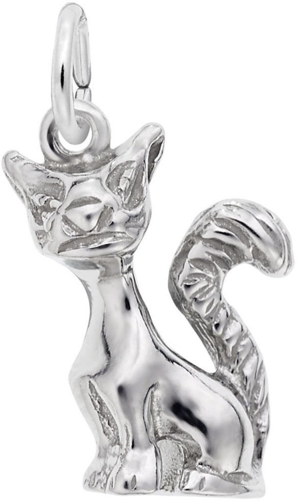 Rembrandt Sterling Silver Long-Tailed Cat Charm Pendant - Elegant Jewelry Gift for Cat Lovers, Perfect for Necklaces & Bracelets
