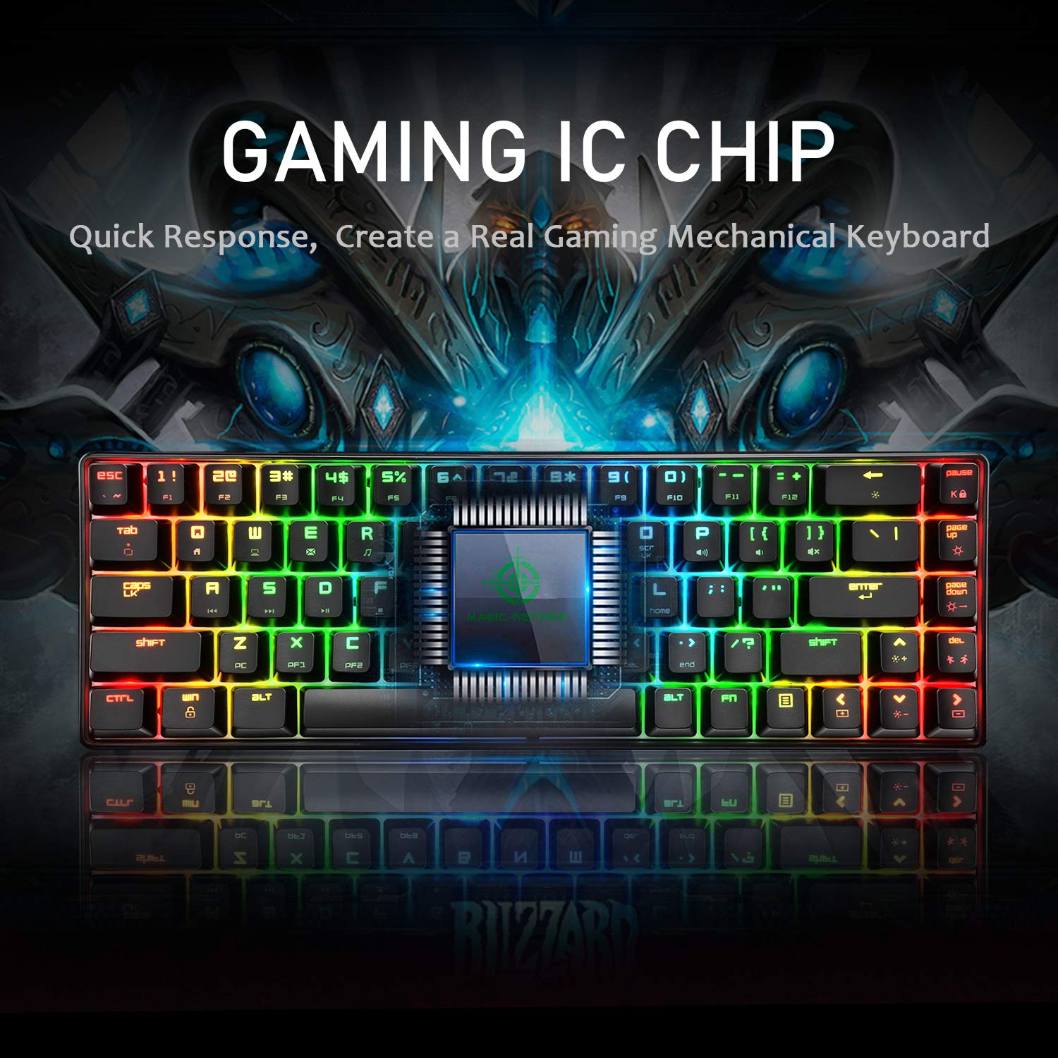 60% RGB Mechanical Gaming Keyboard - 68 Keys, USB Type-C, Waterproof for PC Gamers