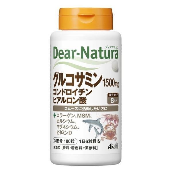 Asahi Dear Natura Glucosamine Chondroitin Hyaluronic Acid Joint Support Supplement - 180 Tablets for Joint Pain Relief & Mobility - Supports Healthy Cartilage & Connective Tissue - Ideal for Active Adults & Seniors