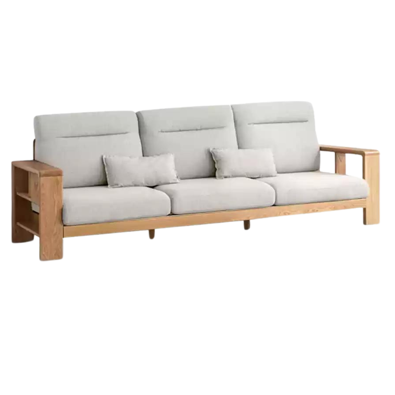 Premium Oak Solid Wood Sectional Sofa Set - Modern L-Shaped Couch with Storage for Living Room, Lounge & Family Room - Durable Hardwood Furniture for Home Decor