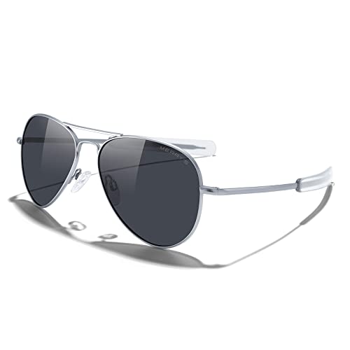 Matte Chrome Frame/Black Polarized Lens