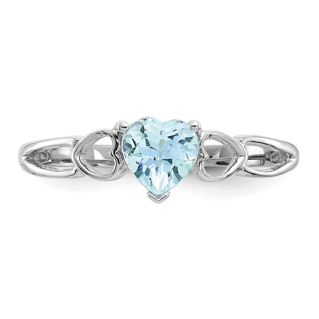 10K White Gold Polished Aquamarine Ring for Women - Size 6 | Elegant Birthstone Jewelry for Engagement, Anniversary & Special Occasion Gifts