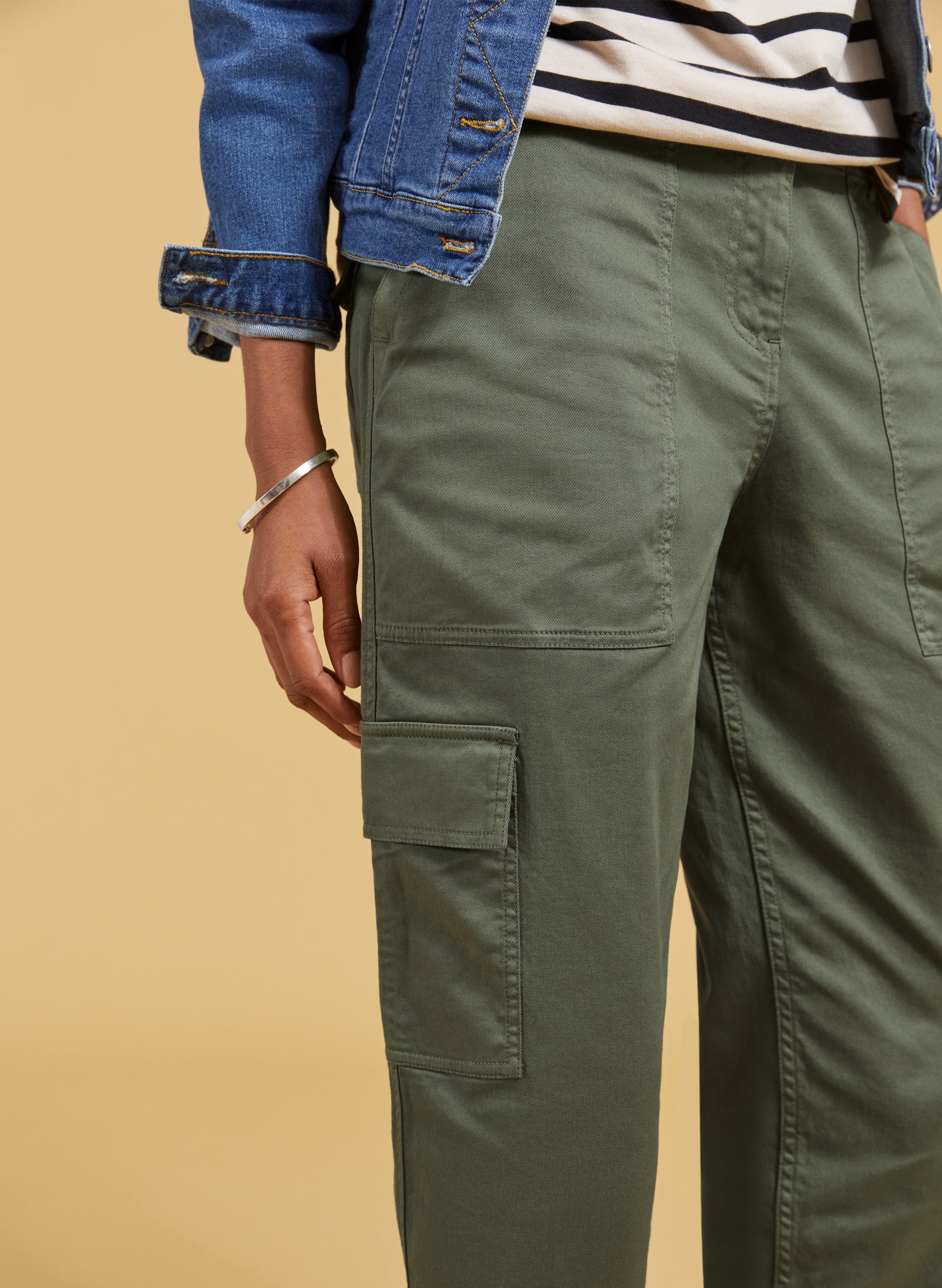 Edith Organic Cotton Cargo Pants for Women - Khaki | Comfortable & Eco-Friendly Casual Pants for Hiking, Travel & Everyday Wear