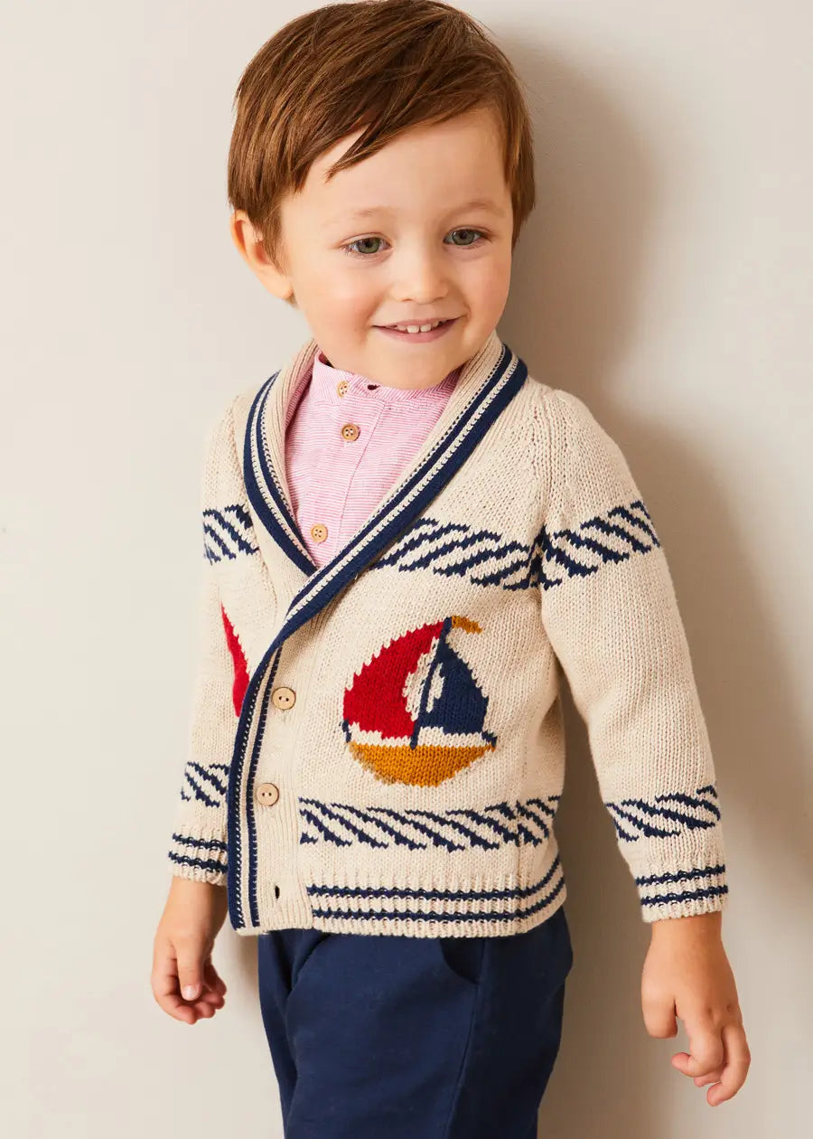 Cozy Knitted Boat Neck Cardigan for Toddler Boys - Soft & Warm Sweater for Playdates, Outings & Family Photos