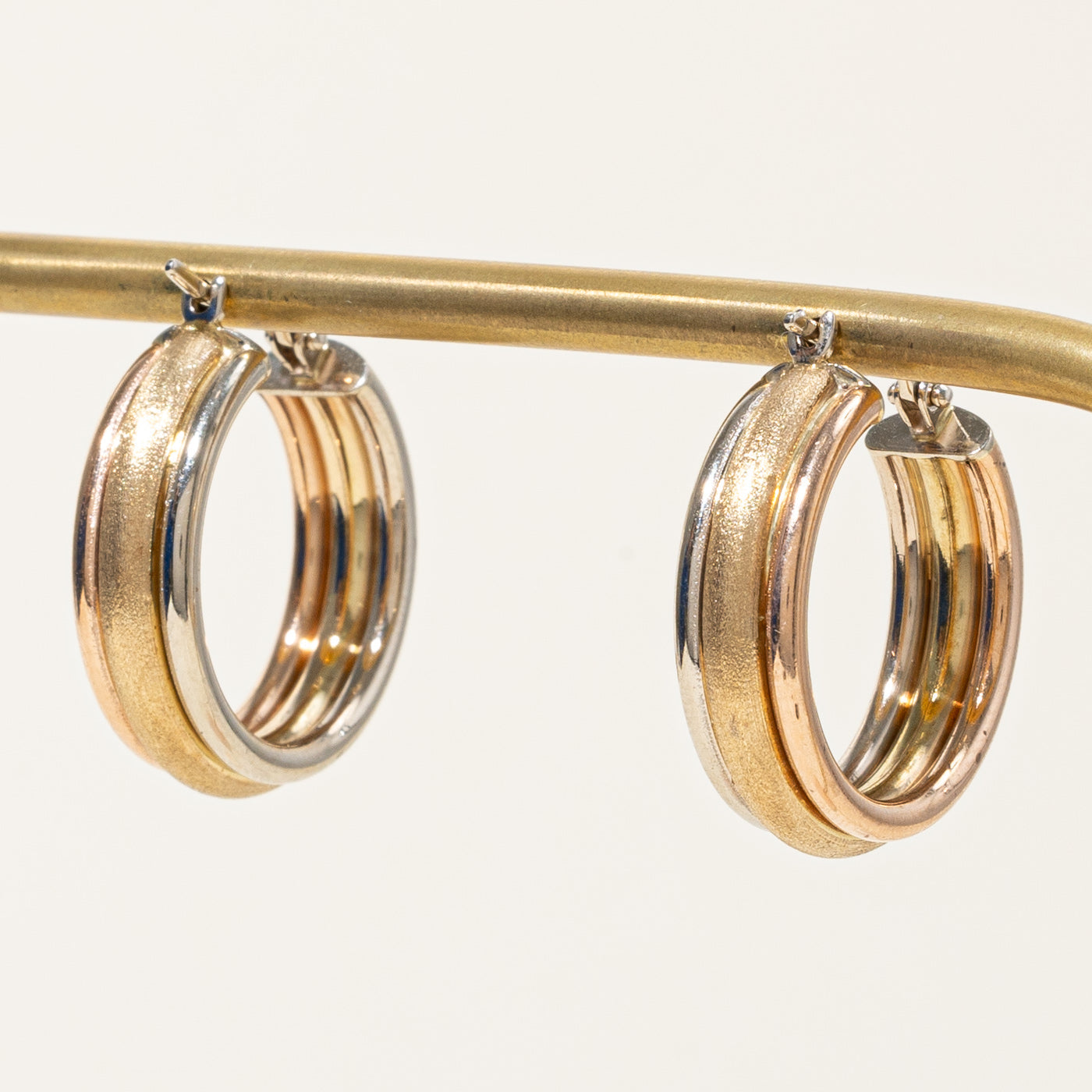 14K Tri-Tone Gold Hoop Earrings for Women - Elegant Yellow, White & Rose Gold Hoops - Perfect for Everyday Wear, Parties & Special Occasions
