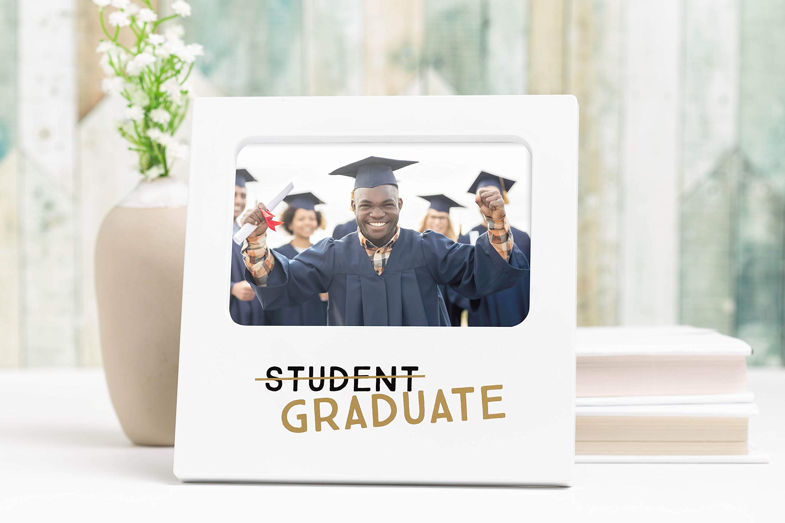 Kate & Milo Graduation Photo Frame - White 4x6 Keepsake for Grad Gifts, Class of 2023 Decor | Perfect for Graduation Parties, Displaying Diploma Photos & School Memories