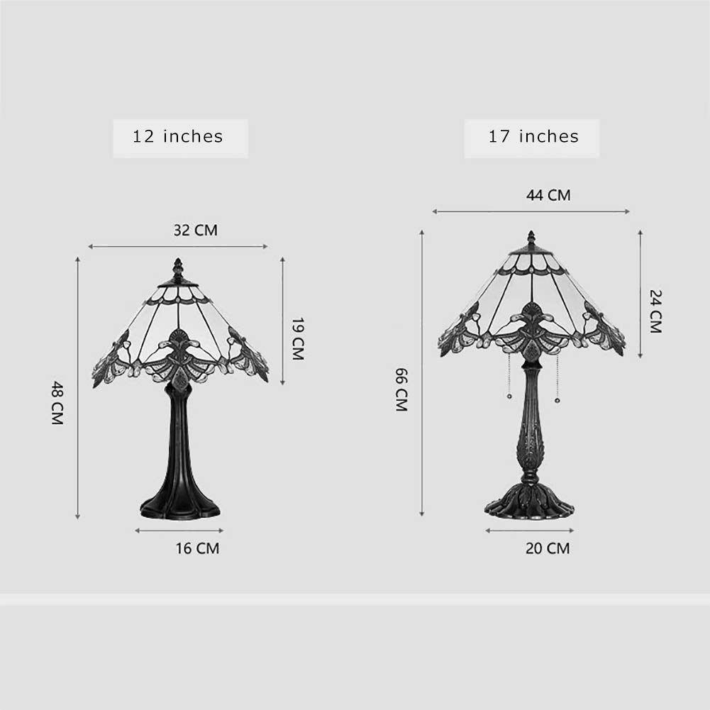 Tiffany Style Stained Glass Table Lamp - 13/17 Inch Umbrella Design for Living Room, Bedroom & Coffee Bar | Romantic Bedside Lighting, Reading Lamp & Art Craft Gift for Home Decor | Perfect for Couples, Book Lovers & Interior Design