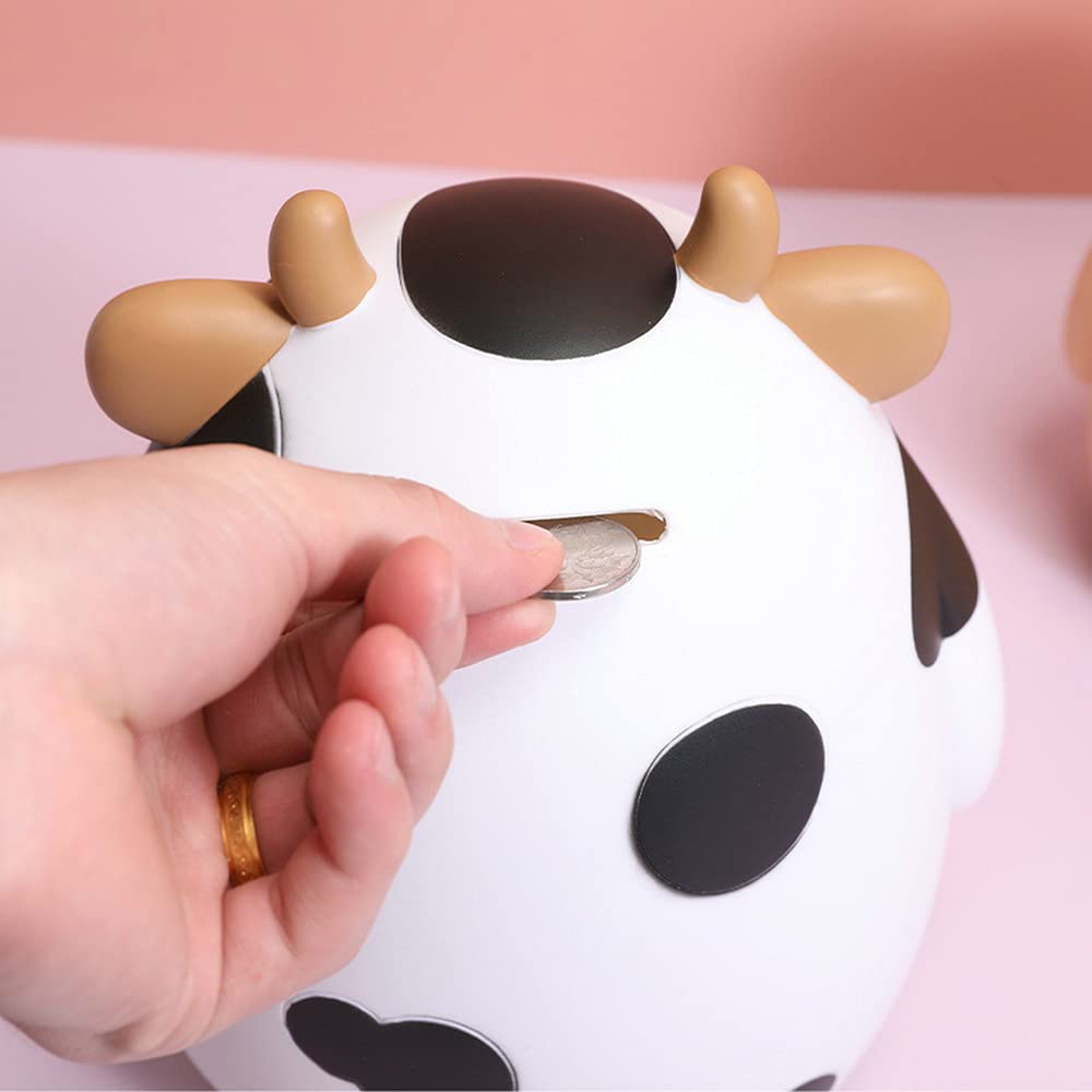 Cute Cartoon Cow Shaped Piggy Bank - Large Money Saving Box for Kids, Birthday Gifts, Home Decor & Coin Storage (White, 15x13x17cm) - Perfect for Children's Savings, Piggy Bank Collections & Nursery Room Decorations