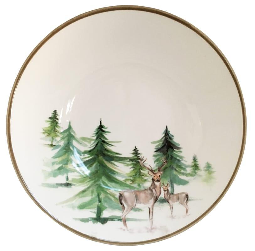 Premium Wild Evergreen Soup Bowl Set - 6-Piece Stoneware Dinnerware for Soup, Salad & Dessert - Elegant & Durable for Everyday Meals, Dinner Parties & Holiday Gatherings
