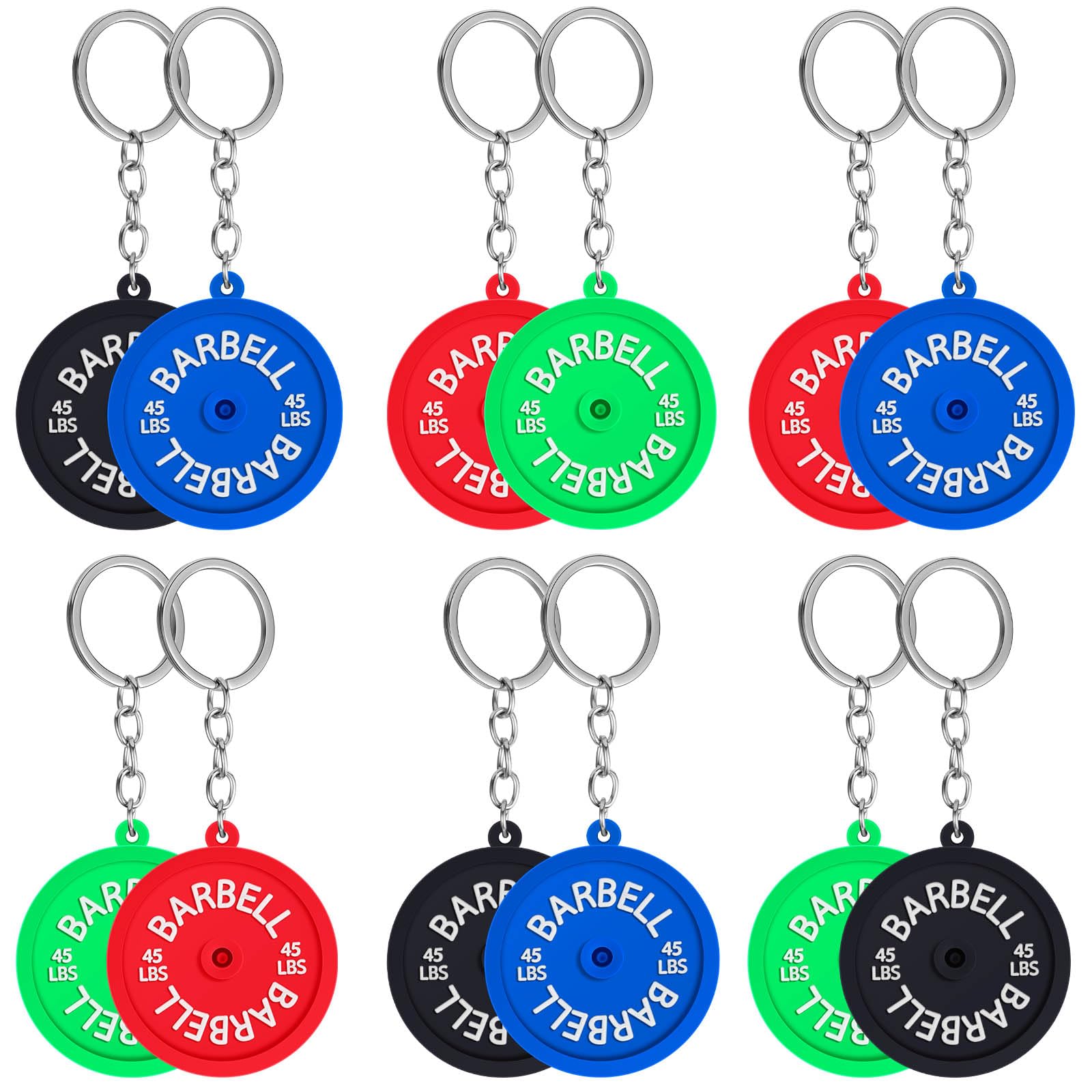 Tondiamo Gym Keychain - Barbell & Weight Plate Silicone Keychain for Gym Lovers, Fitness Enthusiasts & Weightlifters - Perfect Workout Gift for Gym Bags, Backpacks & Key Rings