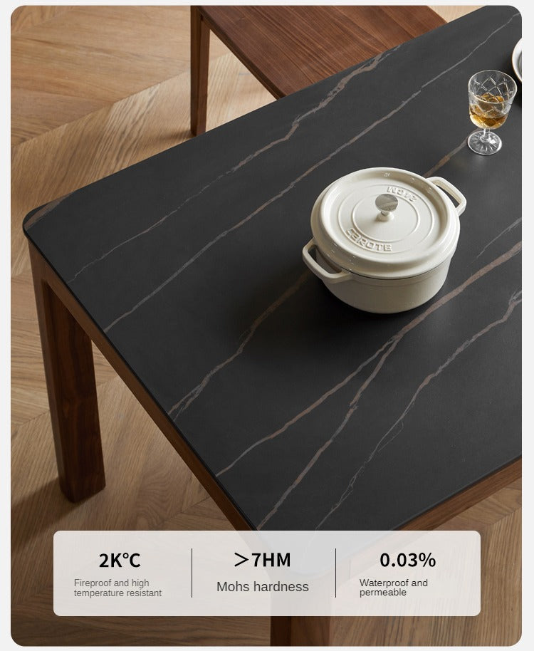Premium Black Walnut Solid Wood Rock Slab Dining Table - Natural Wood Grain - Rustic Modern Farmhouse Style - Perfect for Dining Rooms, Kitchens & Open Concept Living Spaces