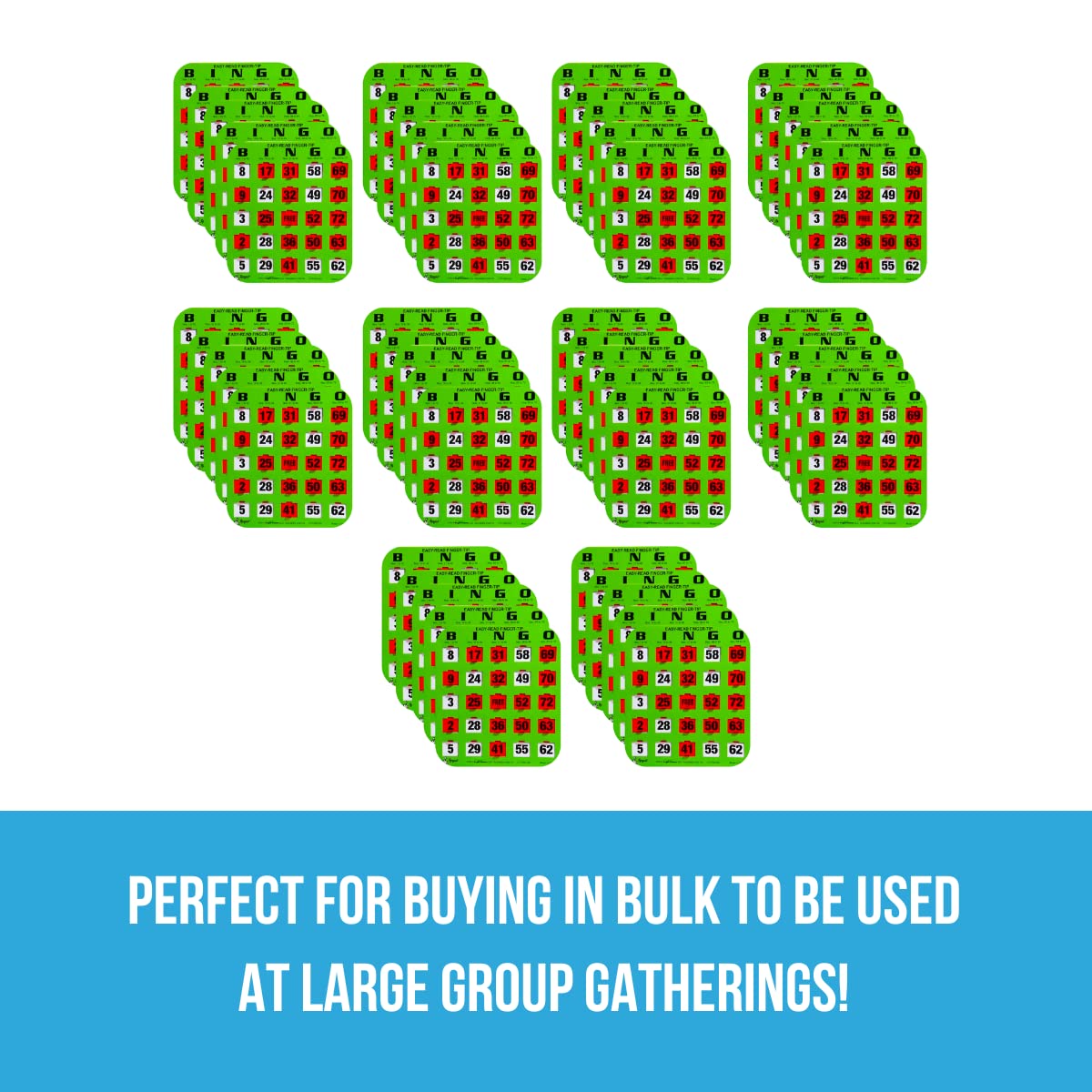 Regal Bingo - Shutter Slide Bingo Cards - 8” x 9” - 5-Ply Green Cardstock - Easy to Read Numbers - No Duplicate Cards - Red Sliding Windows - Perfect for Large Groups & Bulk Purchasing - Ideal for Bingo Nights, Fundraisers, Family Game Nights & Senior Activities