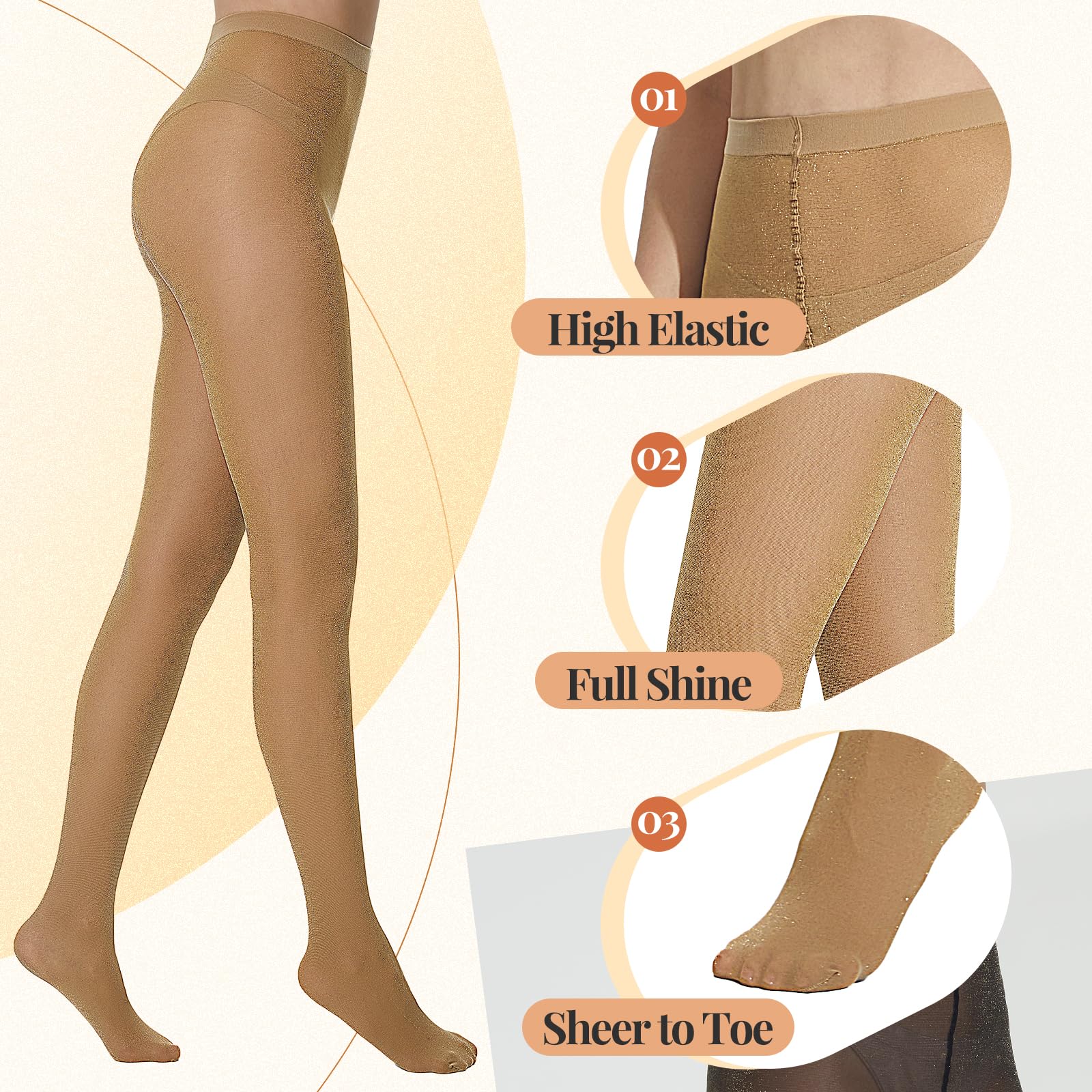 MANZI Women's Lurex Glitter Tights - Metallic Sparkly Stockings & Shimmer Pantyhose (2 Pairs) - Perfect for Parties, Holidays & Special Occasions