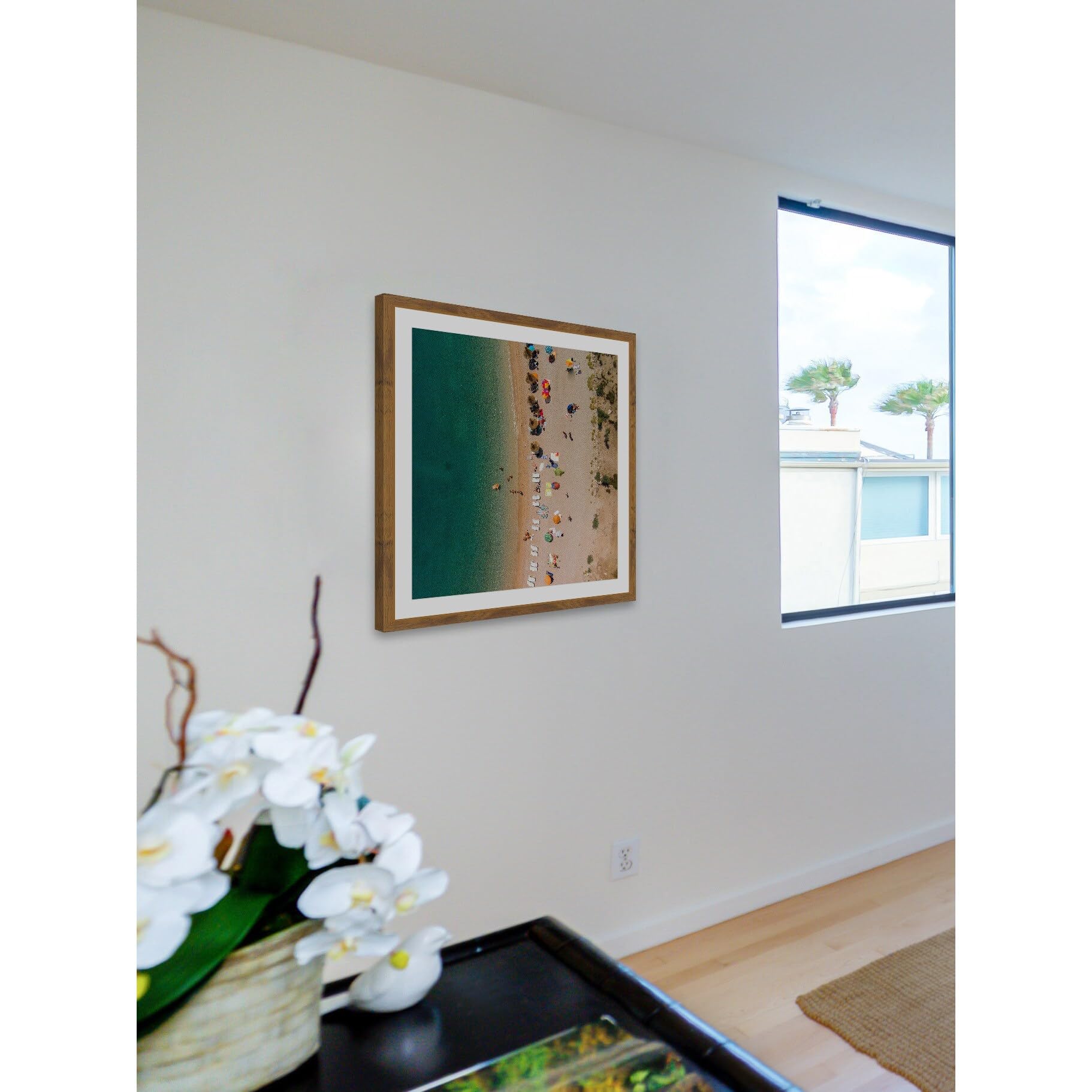 Handmade Beach Lineup Framed Print 32x32 - Coastal Wall Art Decor for Living Room, Bedroom & Office | Marmont Hill